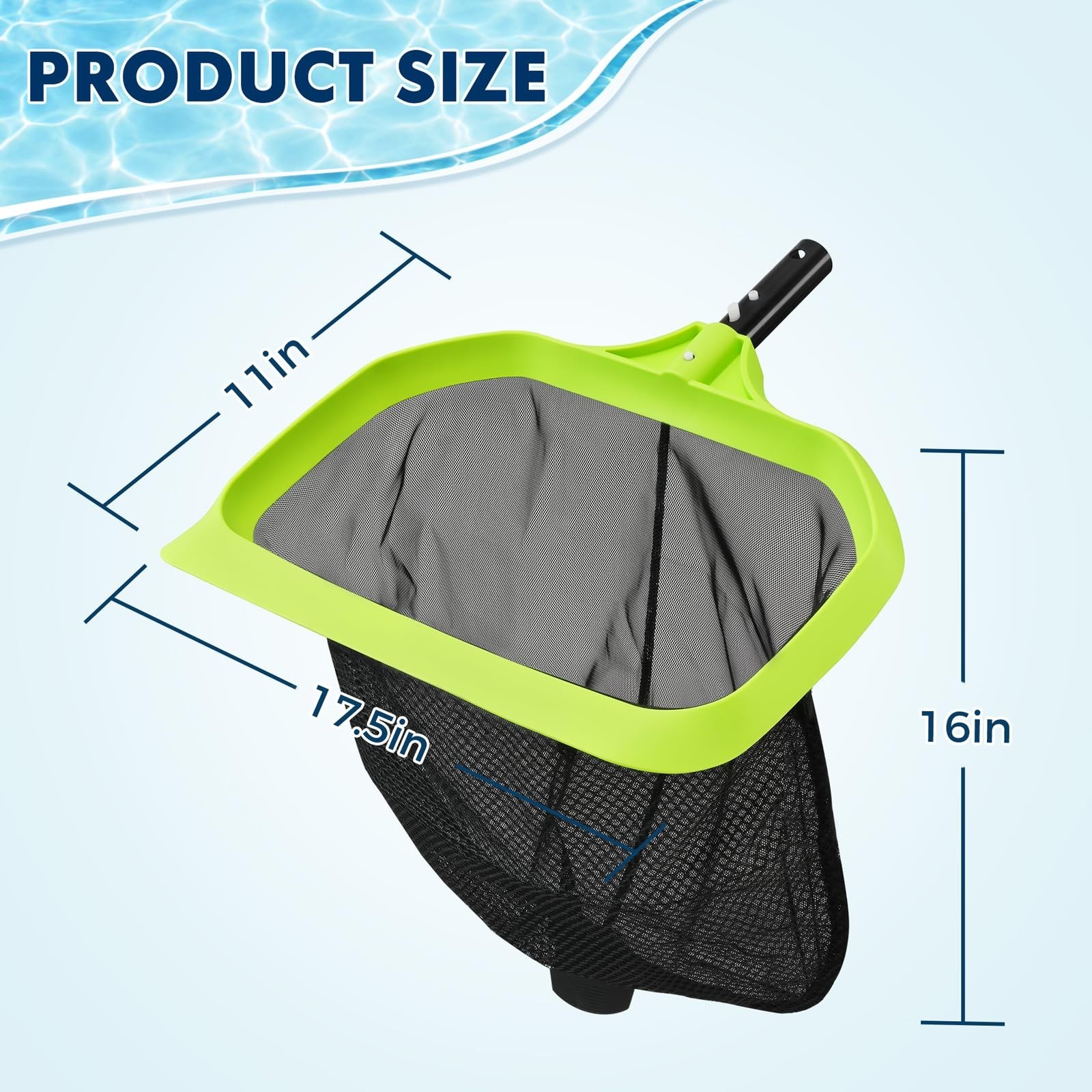 17.5&Prime; Pool Skimmer Net – Fine Mesh Leaf Rake, Triangular Frame, Scratch-Free Edg