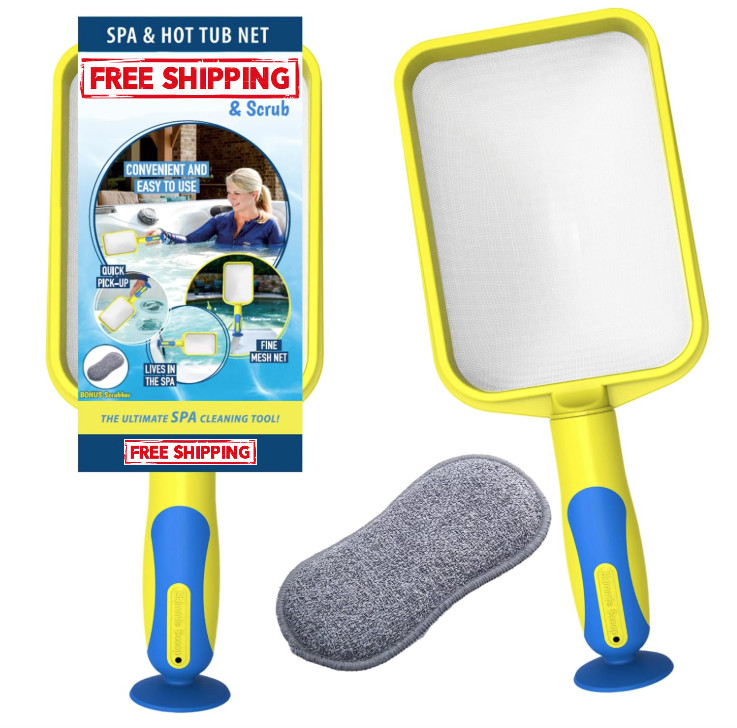 Handheld Skimmer with Fine Mesh for Spa, Hot Tub, Plunge & Small Pool (Yellow)