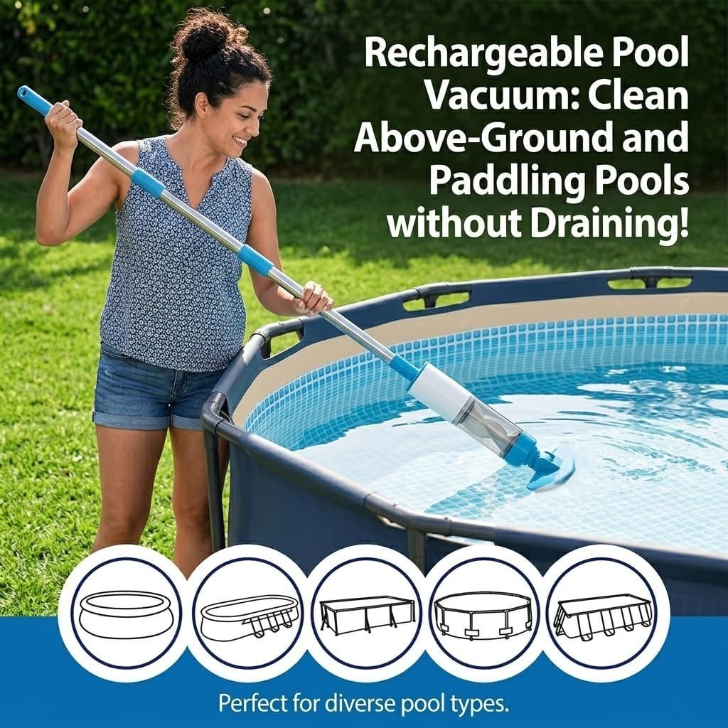 OVIA Ocean10 Cordless Pool Vacuum; Hot Tub Spa Cleaner; 60 Min Runtime