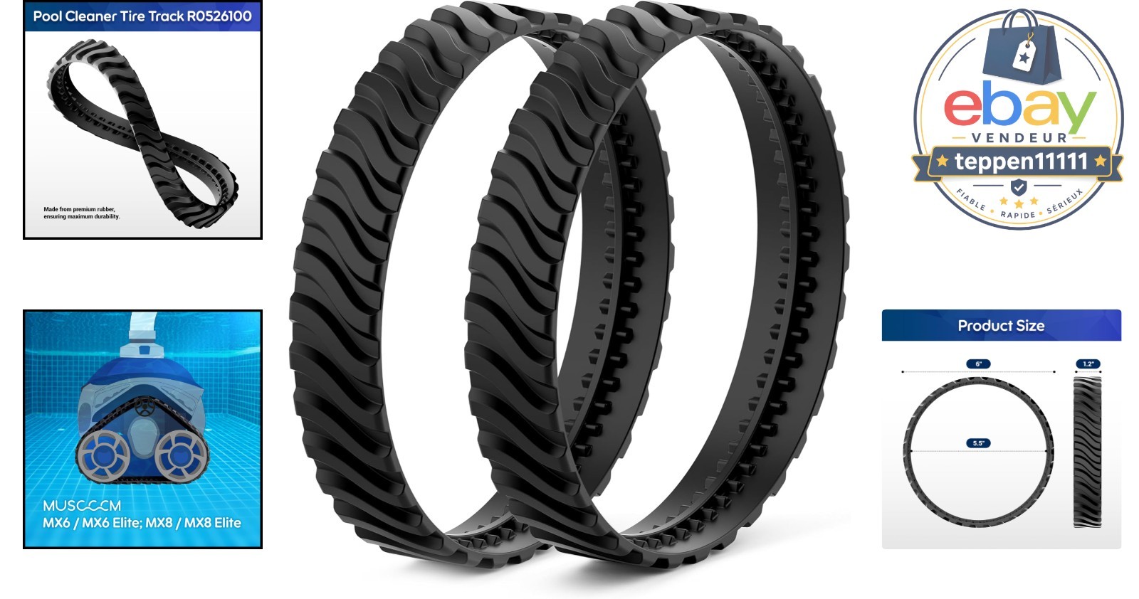 2 Pack Pool Cleaner Tire Track Replacement