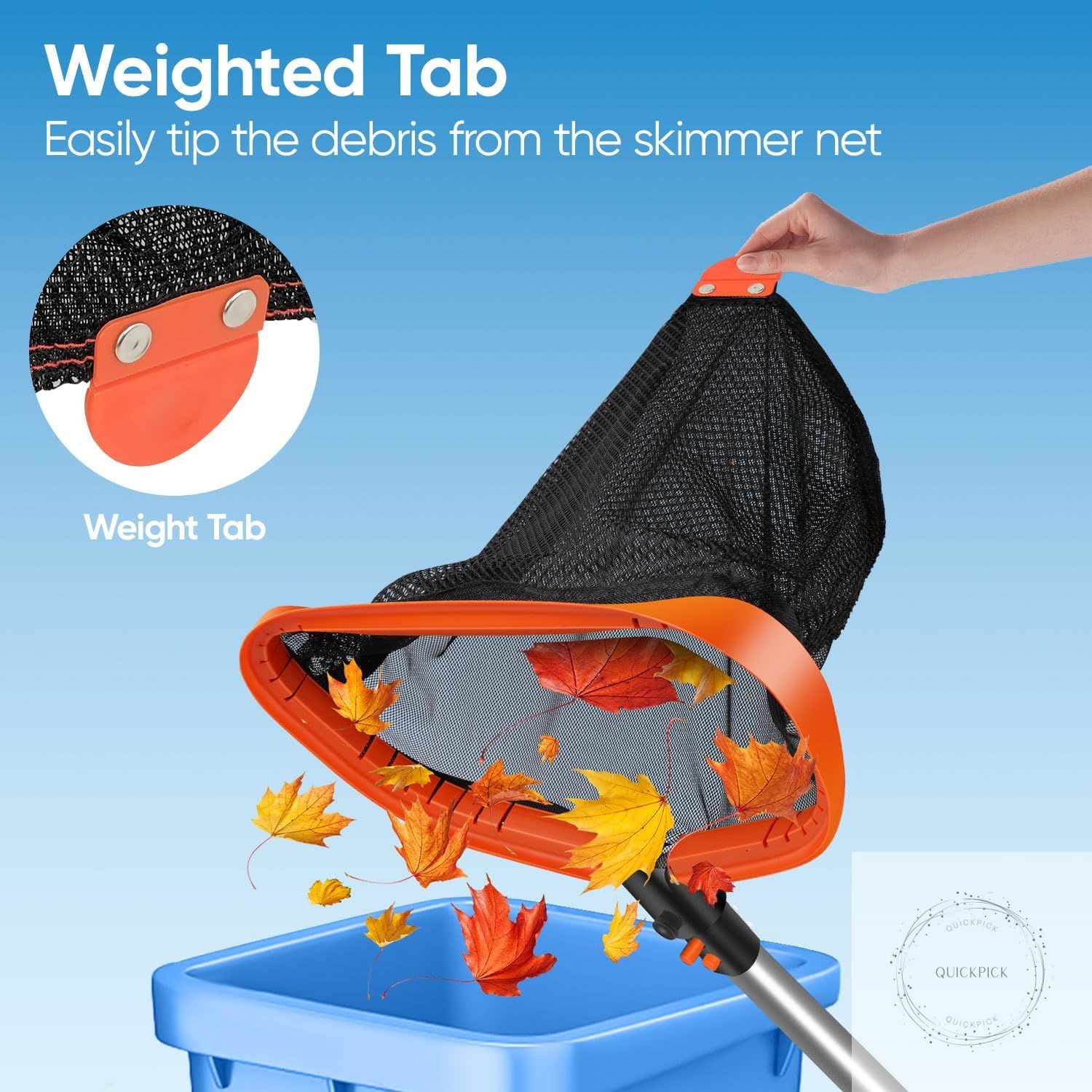 17.5&Prime; Pool Net, Pool Skimmer Net with Double-Layer Netting Bag, Aluminum Frame