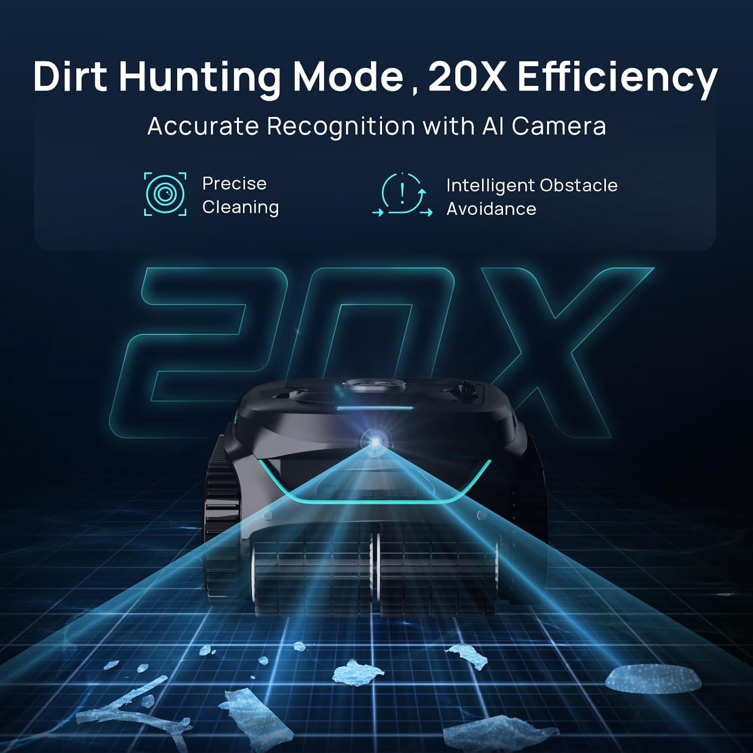 AI Camera Cordless Pool Vacuum Robot for Black & Green
