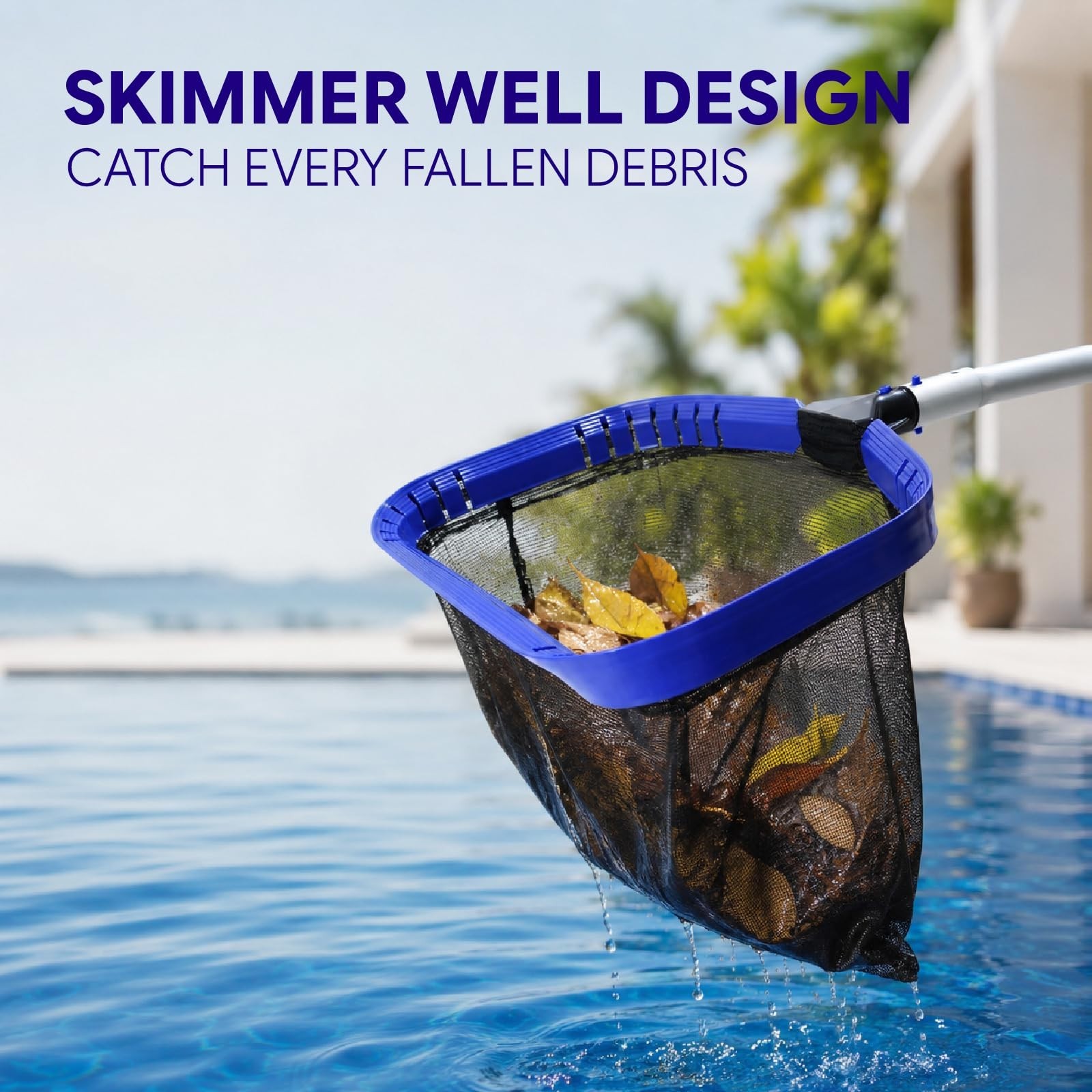 All-in-One Pool Cleaning Kit – Heavy Duty Leaf Skimmer, Brush & Adjustable Pole