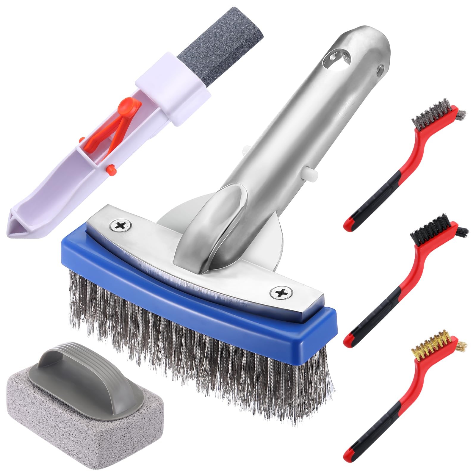 6 Pcs Pool Cleaning Kit 5 Inch Stainless Steel Pool Brush Pumice Stone Metal …