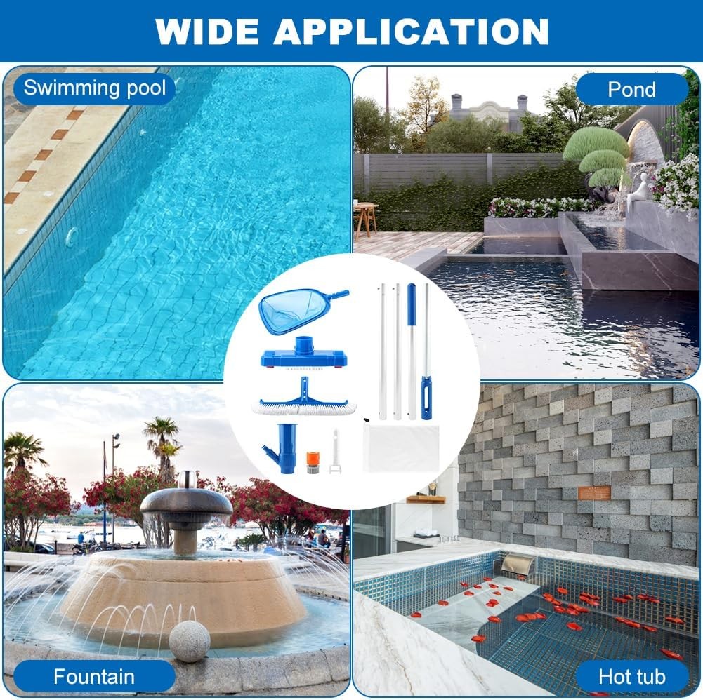 Pool Cleaning Kit: Jet Vacuum, Brush, Skimmer Net & 47-61&Prime; Pole