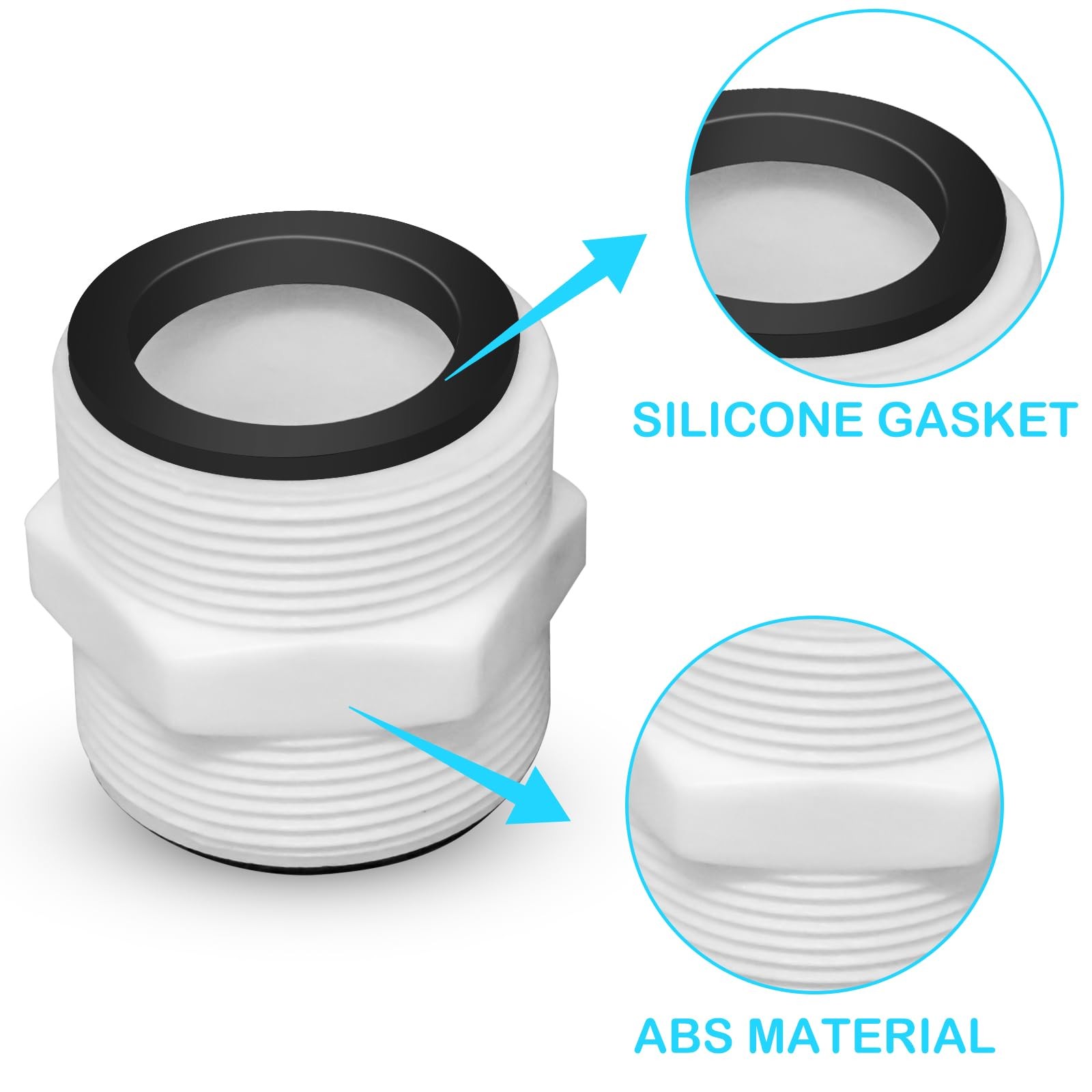 2Pcs 1.5’to 1.5’ Pool Hose Adapter, Connector 1.5 inches, 2pcs