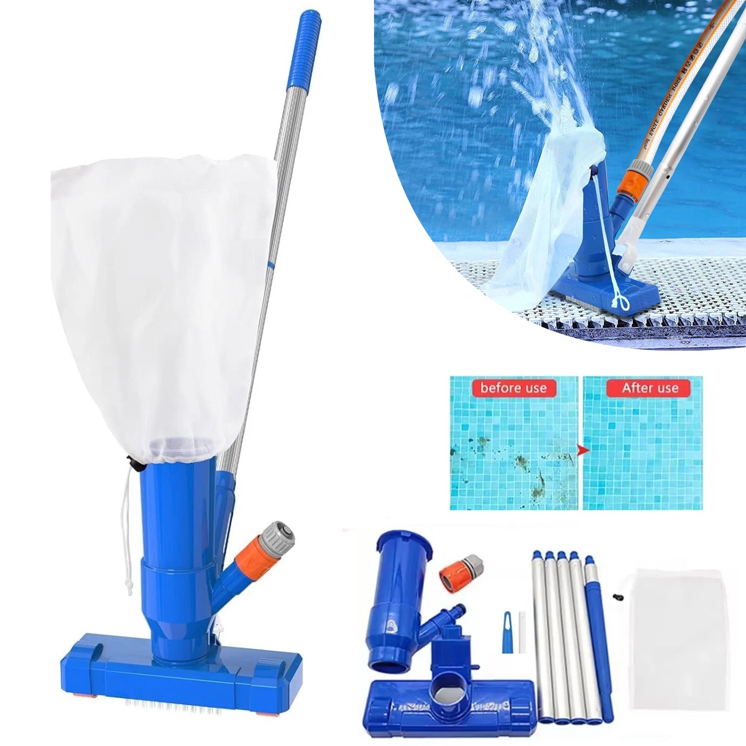 Upgraded Handheld Pool Vacuum for above Ground Pool – Swimming Pool Jet Cleaner