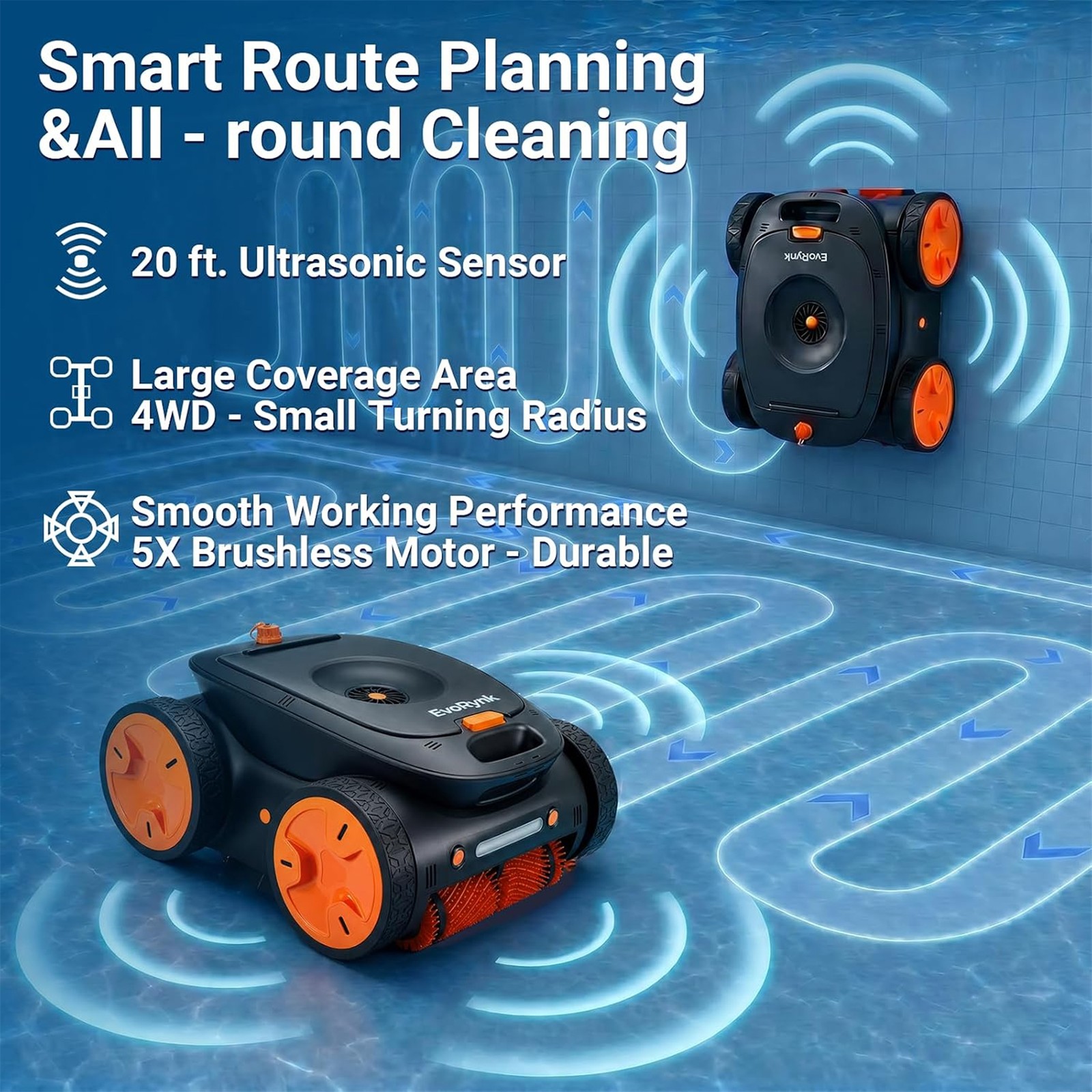 Black Automatic Robotic Pool Cleaner for In-ground & Above-Ground Pools 5640 GPH