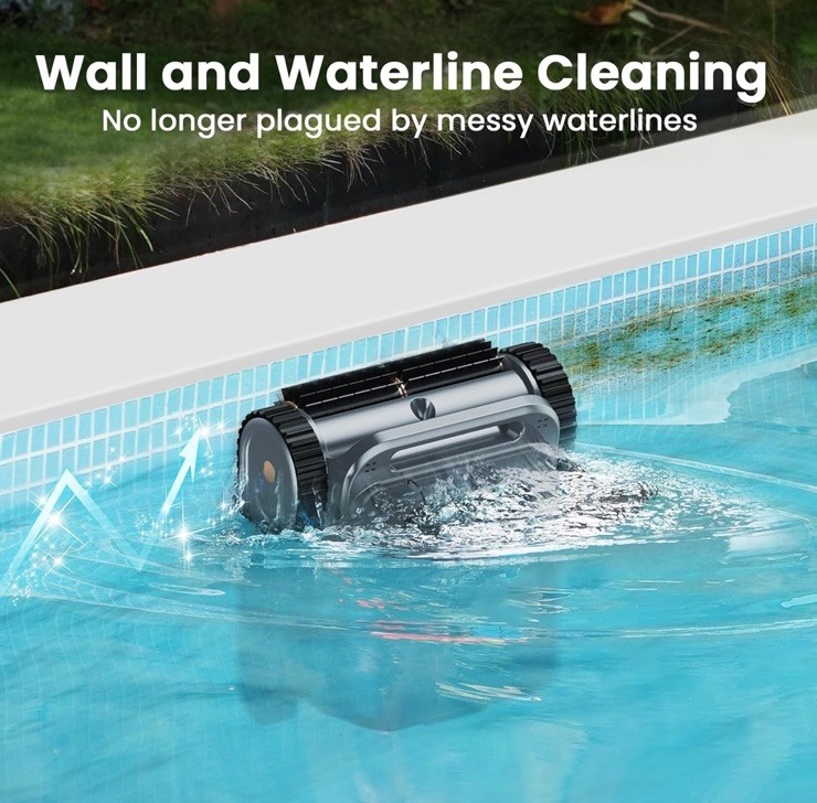 EZIOOV U8 Cordless Robotic Pool Cleaner Vacuum In and Above Ground -DARK GREY