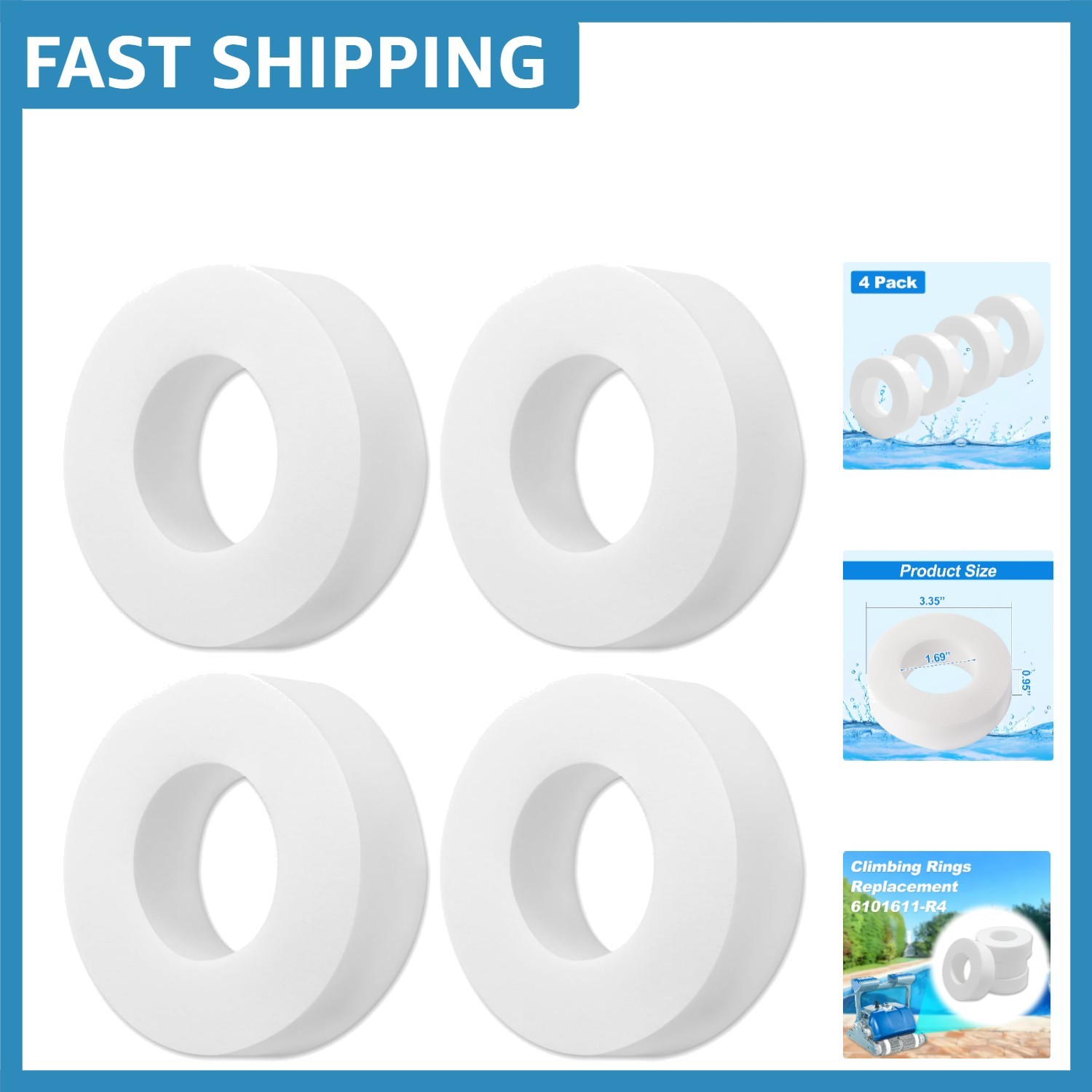 Replacement Climbing Rings for Maytronics Dolphin 6101611-R4 – 4 Pack
