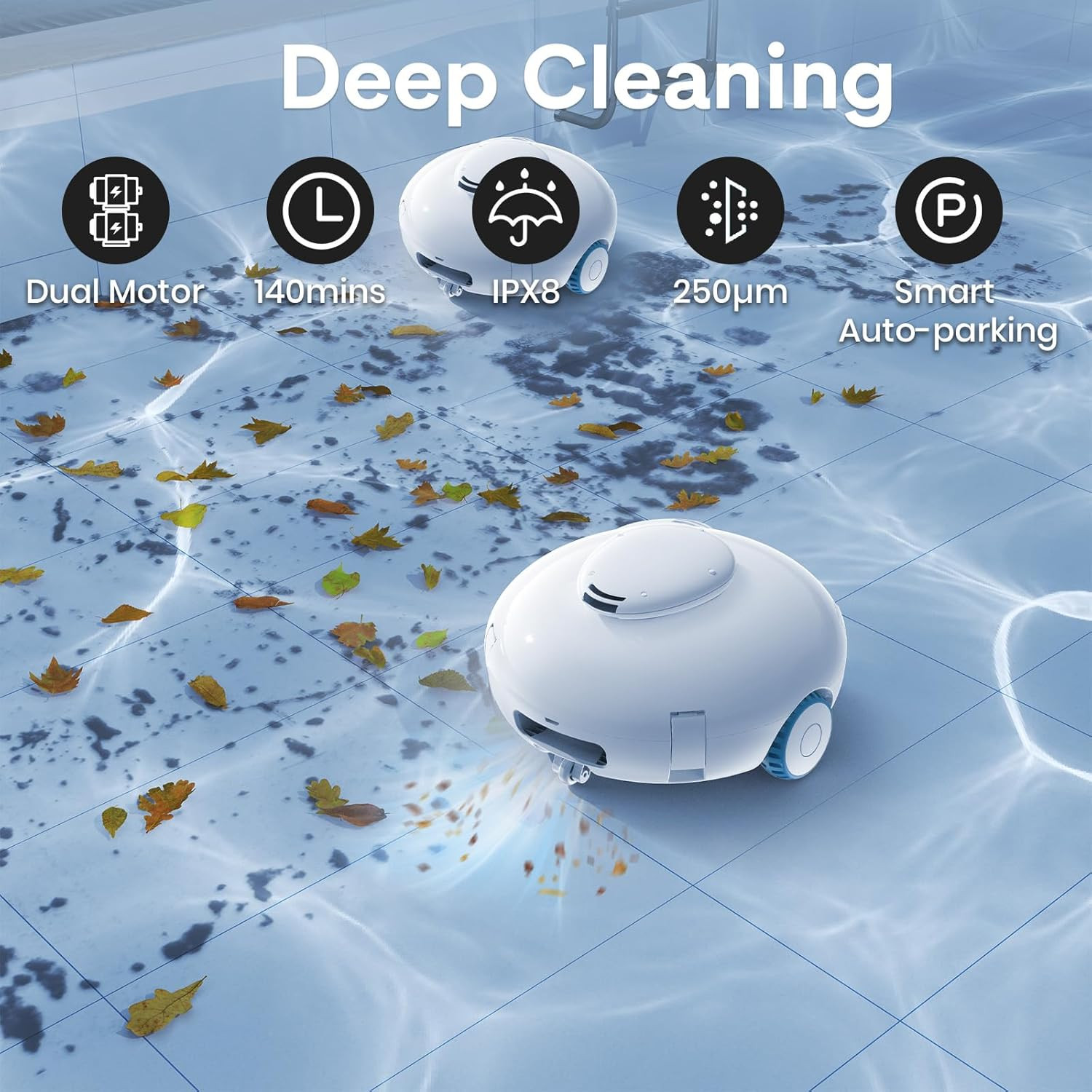 2025 Cordless Robotic Pool Vacuum, Pool Cleaner for above Ground/Inground Pools