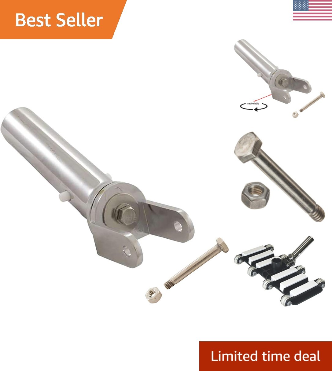 Chrome Pool Vacuum Swivel Handle – Fits Standard Heads, No Tools Needed