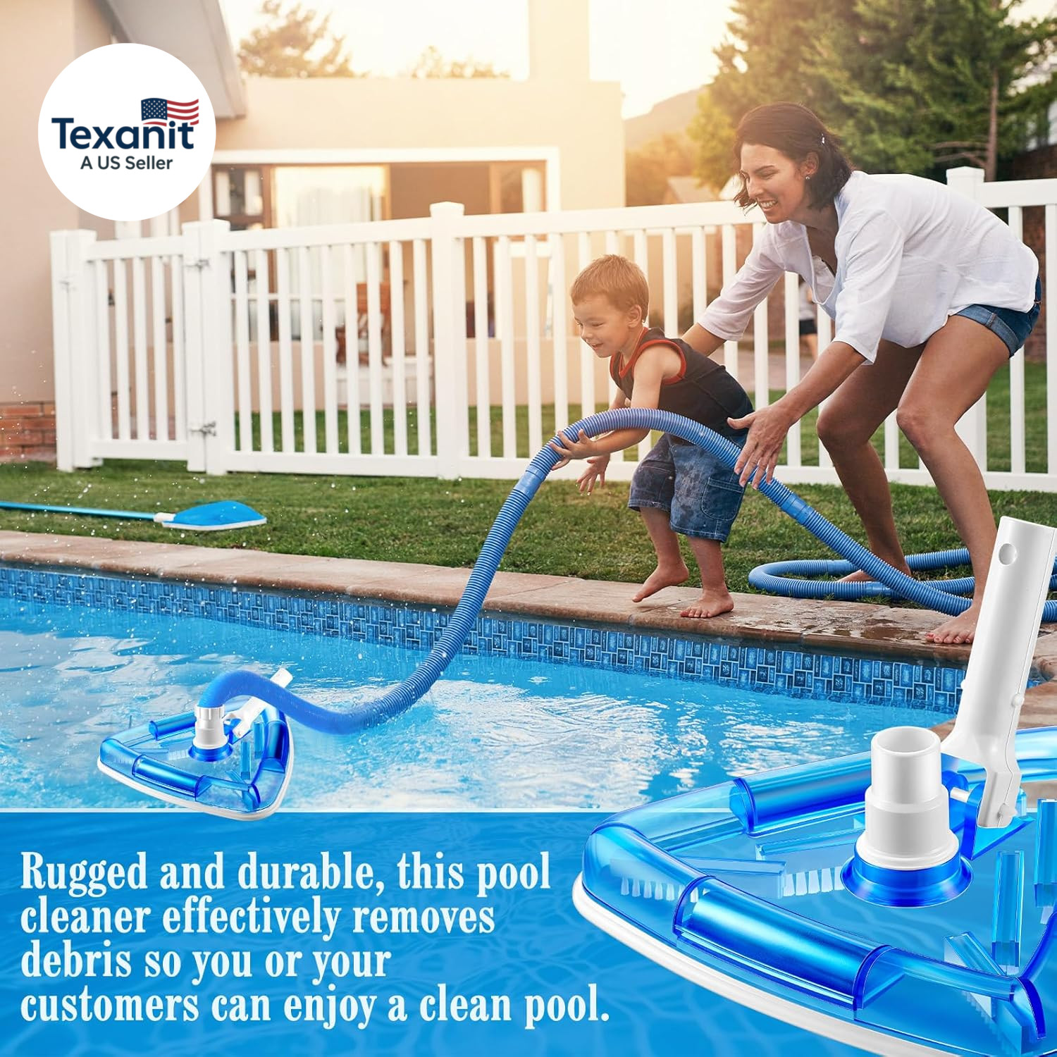 2 Pcs Swimming Pool Cleaning Kit 1-1/4 Inch X 18 Ft Pool Vacuum Hose with Swivel