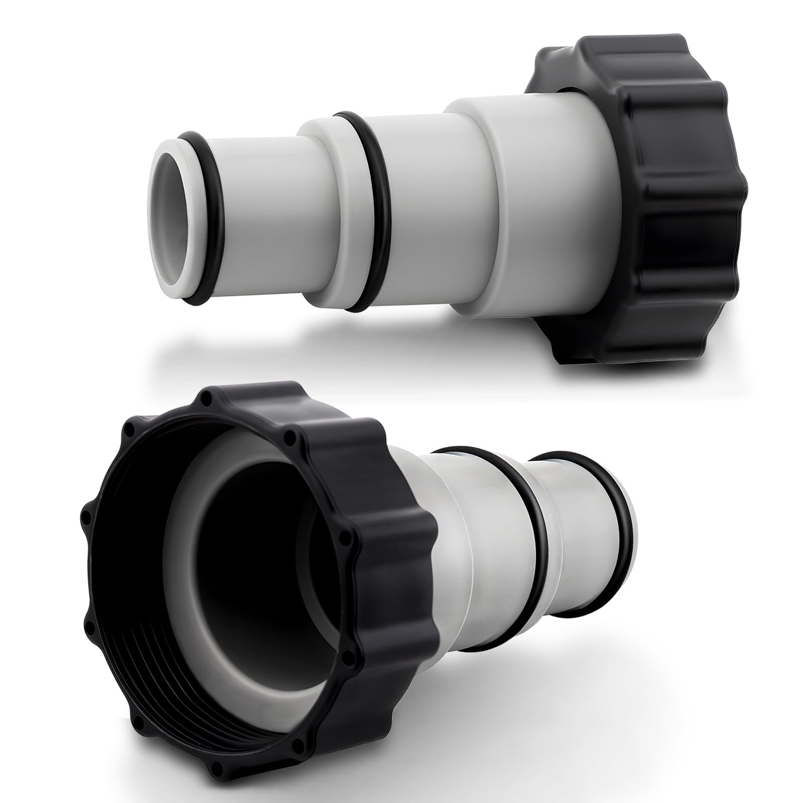2 Pack Pool Hose Adapter A with Collar for Intex, Converts 1.5 2*4.28, Gray
