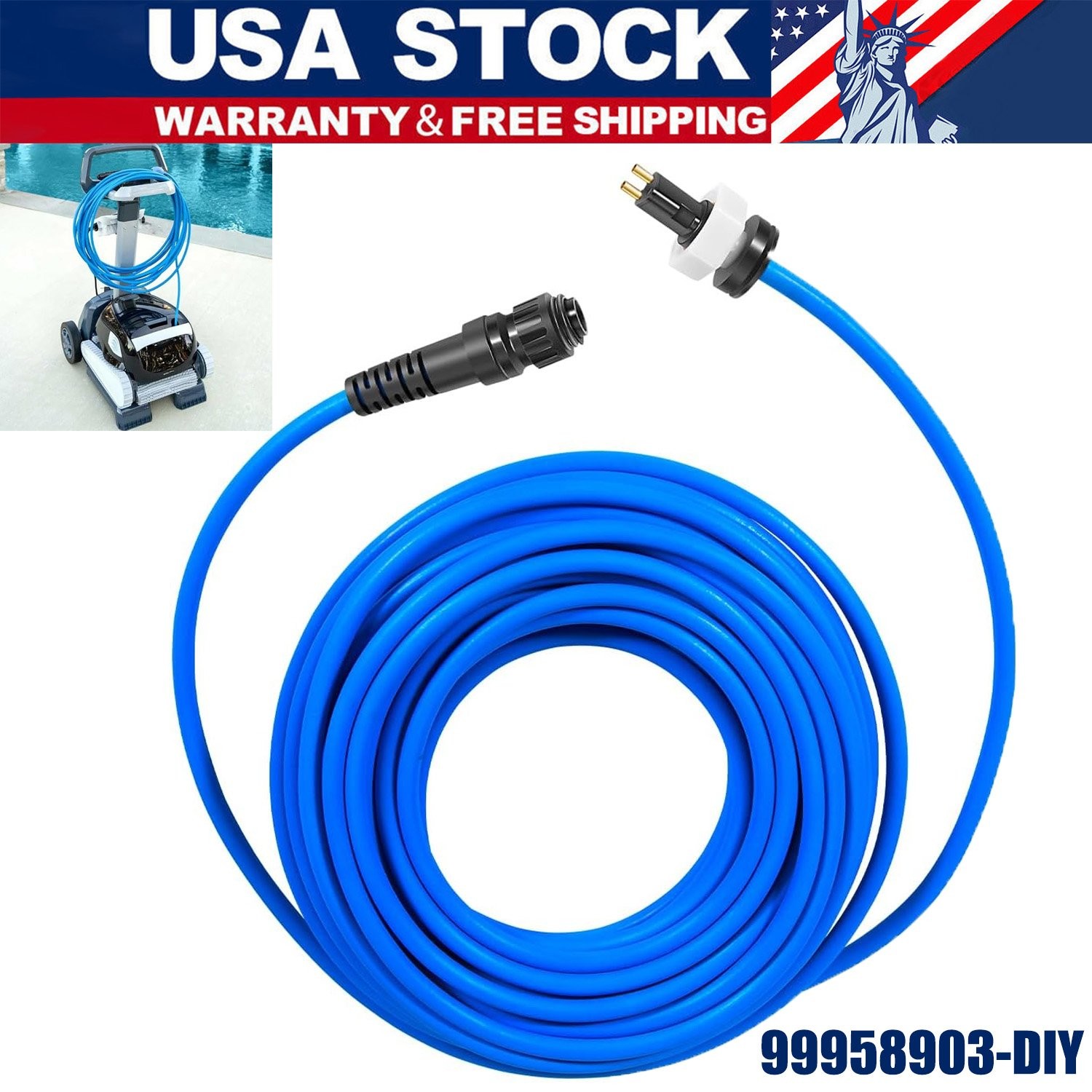 99958903-DIY Cable Cord 2-Wire 60FT Fits Dolphin Pool Cleaner S200, Active 20