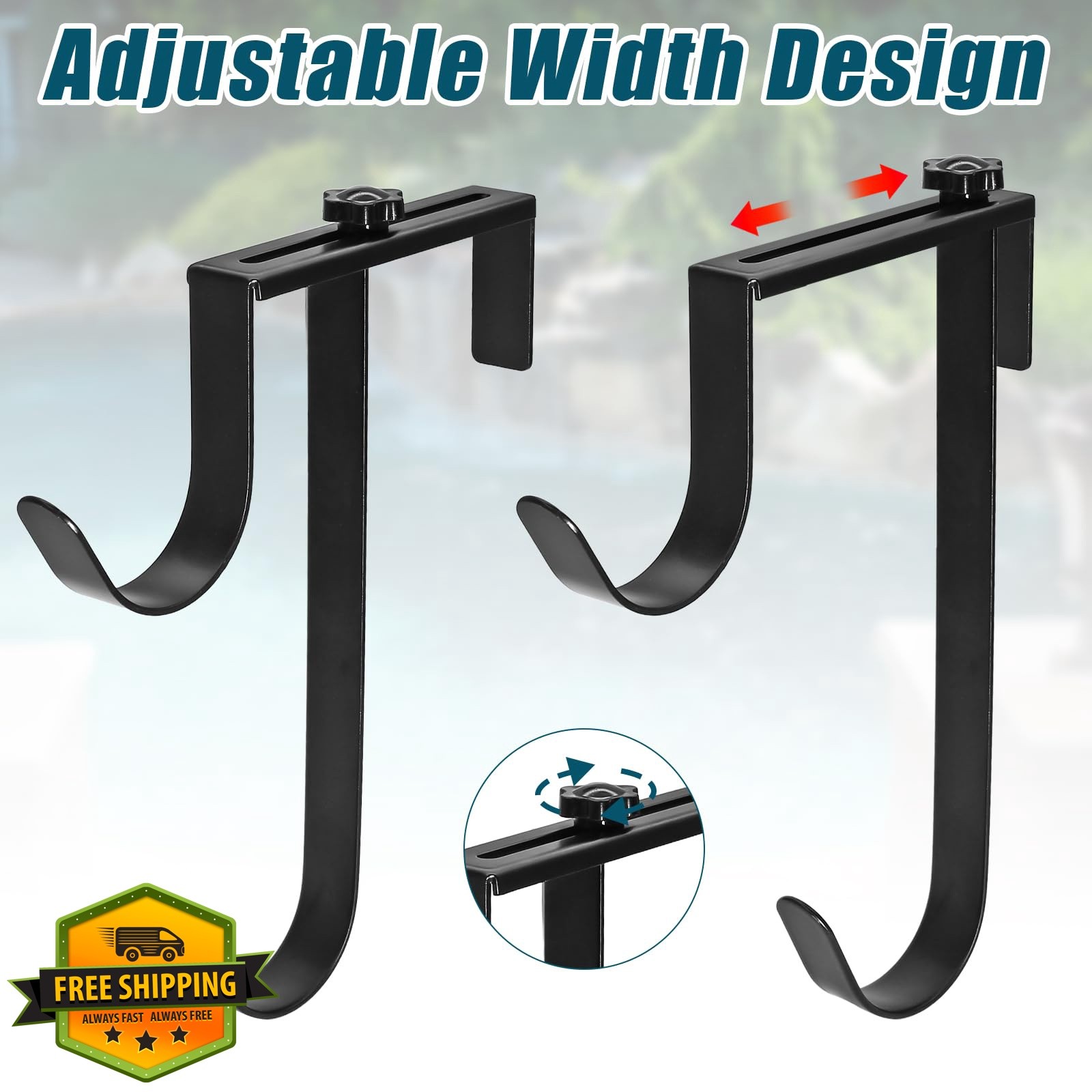 Uenhoy 2 Pack Double Pool Fence Hooks for Pool-Equipment, Adjustable Pool Pol…