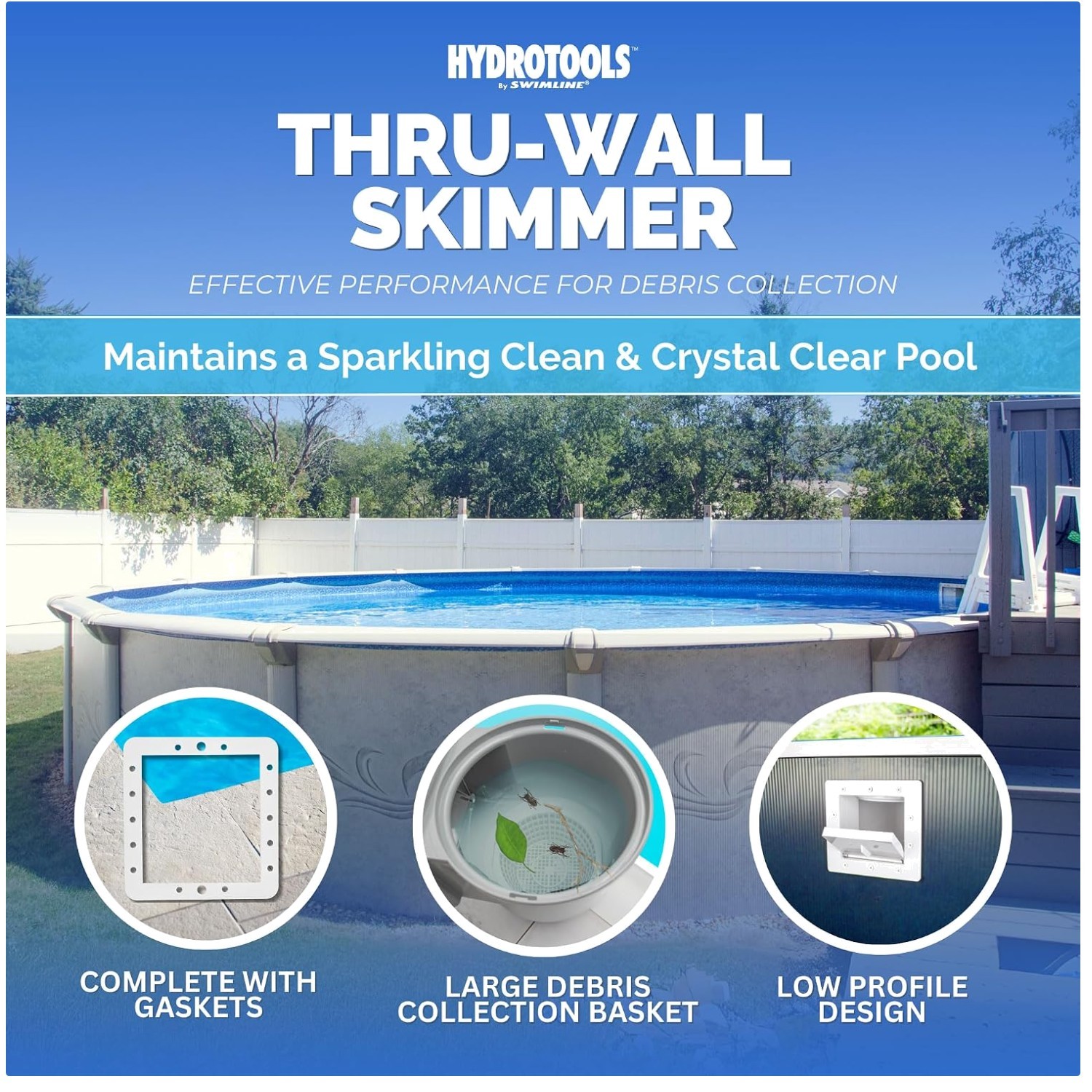 HydroTools Standard ABS Thru-Wall Skimmer Kit – White