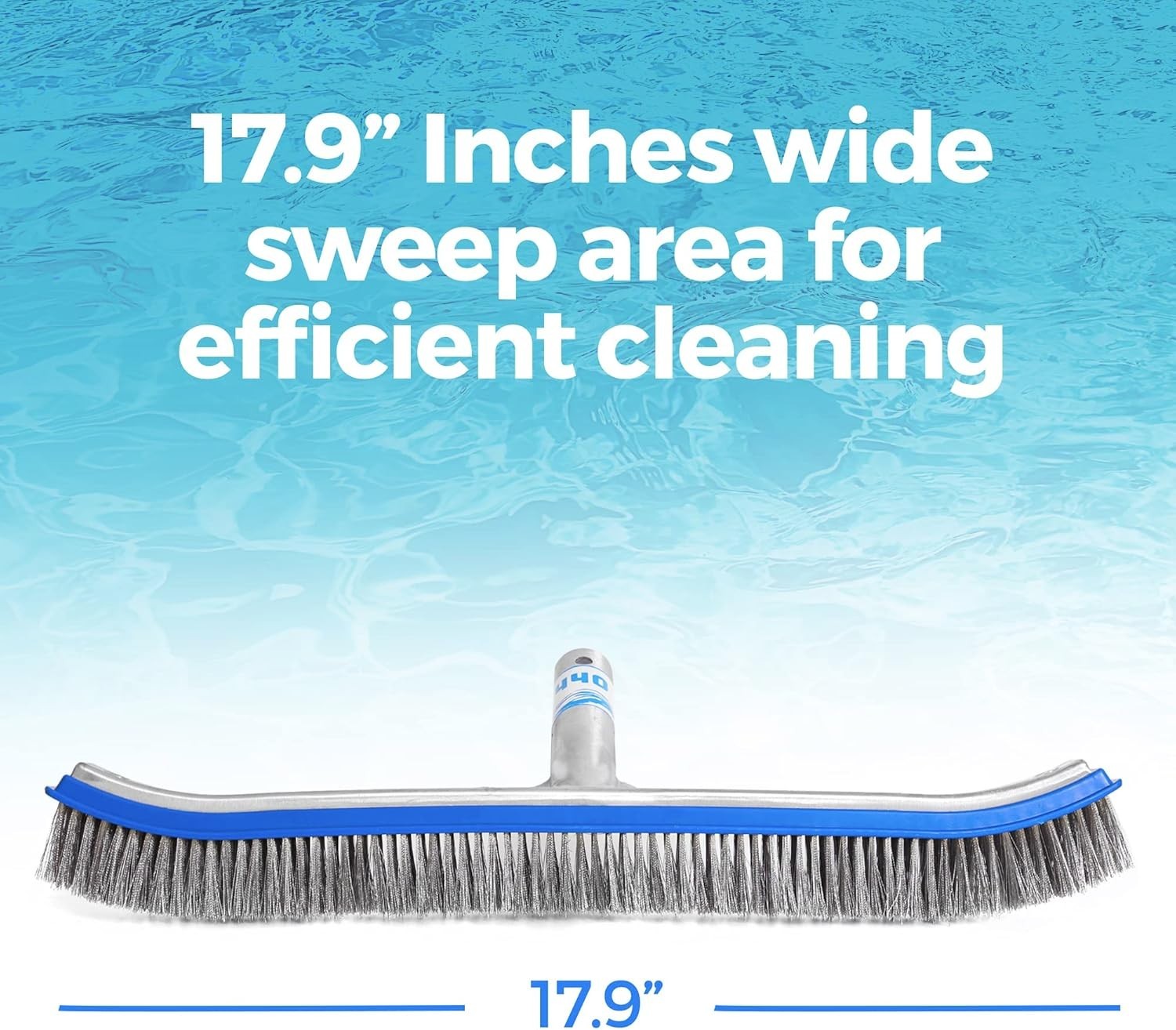 Heavy Duty 18-Inch Stainless Steel Pool Brush for Walls, Floor, Tiles, Steps