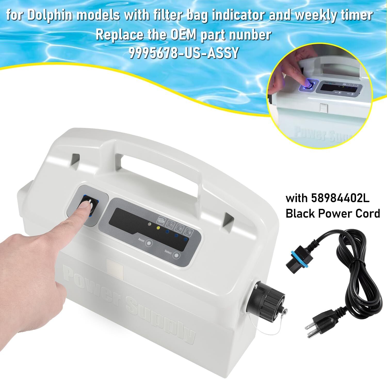 9995678 Power Supply with Cord for Dolphin Nautilus CC Plus, Premier, Apollo Bio