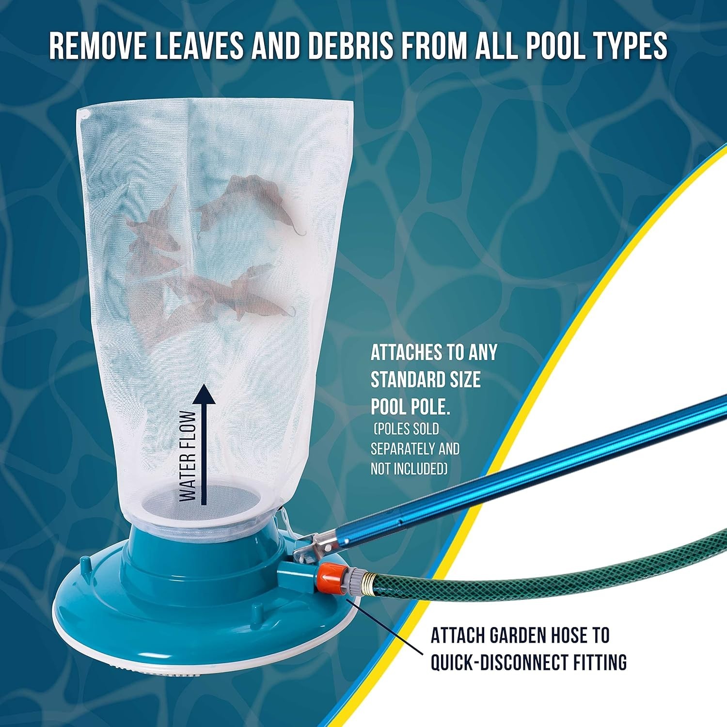 All-Purpose Pool Leaf Terminator Vacuum – 15&Prime; ABS Body & 2 Reusable Debris Bags