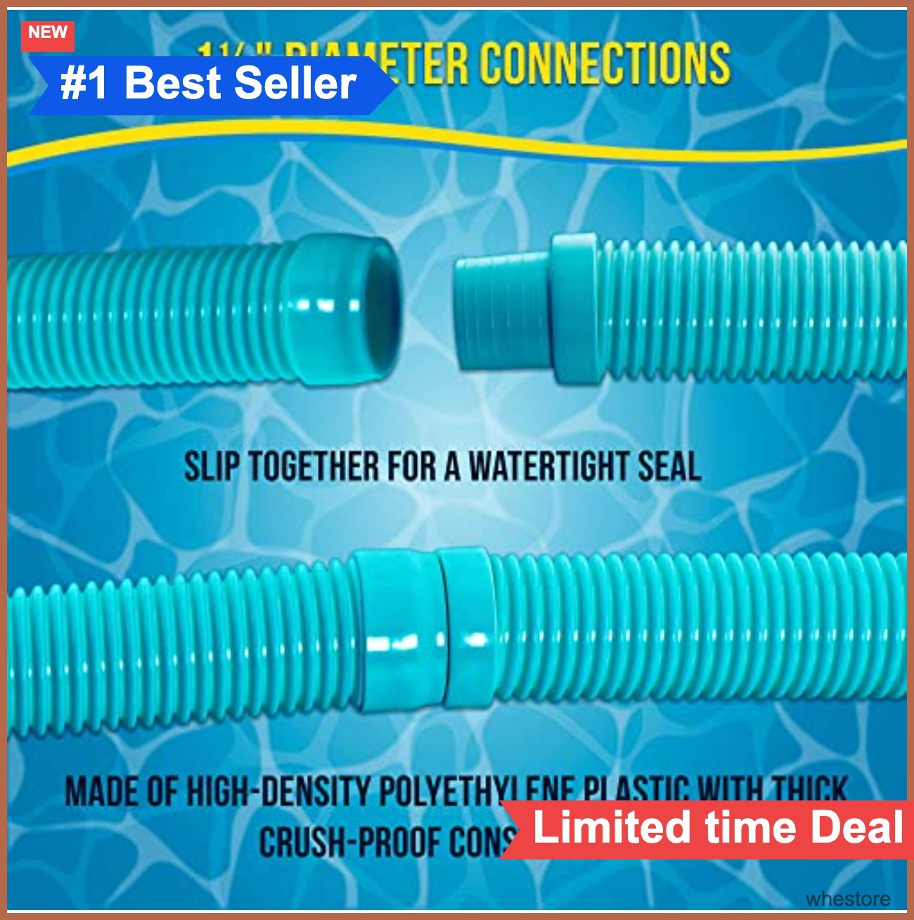 Pool Vacuum Hose 8 Piece Set 1.5 Inch 26 Feet Teal Spiral Wound Connector