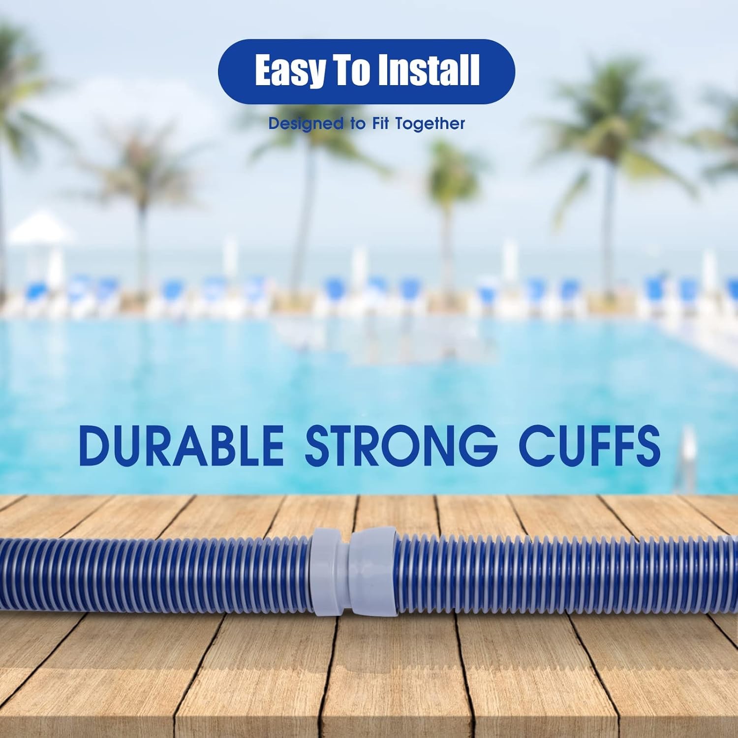 1.5”x26ft Universal Pool Vacuum Hose Replacement 8 Piece Sectional Set Extension