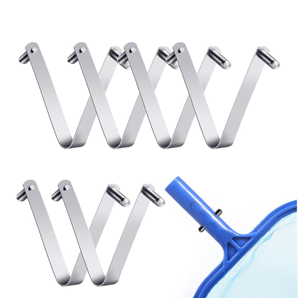 3Pcs Pool Brush Clip V-Shaped Clip, Pool Pole Clips Pool Hooks for Poles