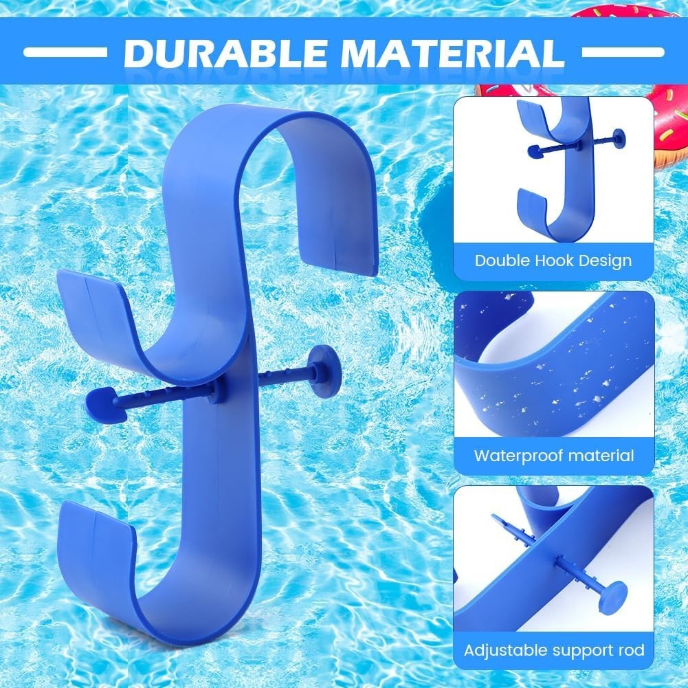 Poolside Pool Leaf Skimmer Net Holder, Swimming Pool Pole Hanger Hooks, 2 Hooks