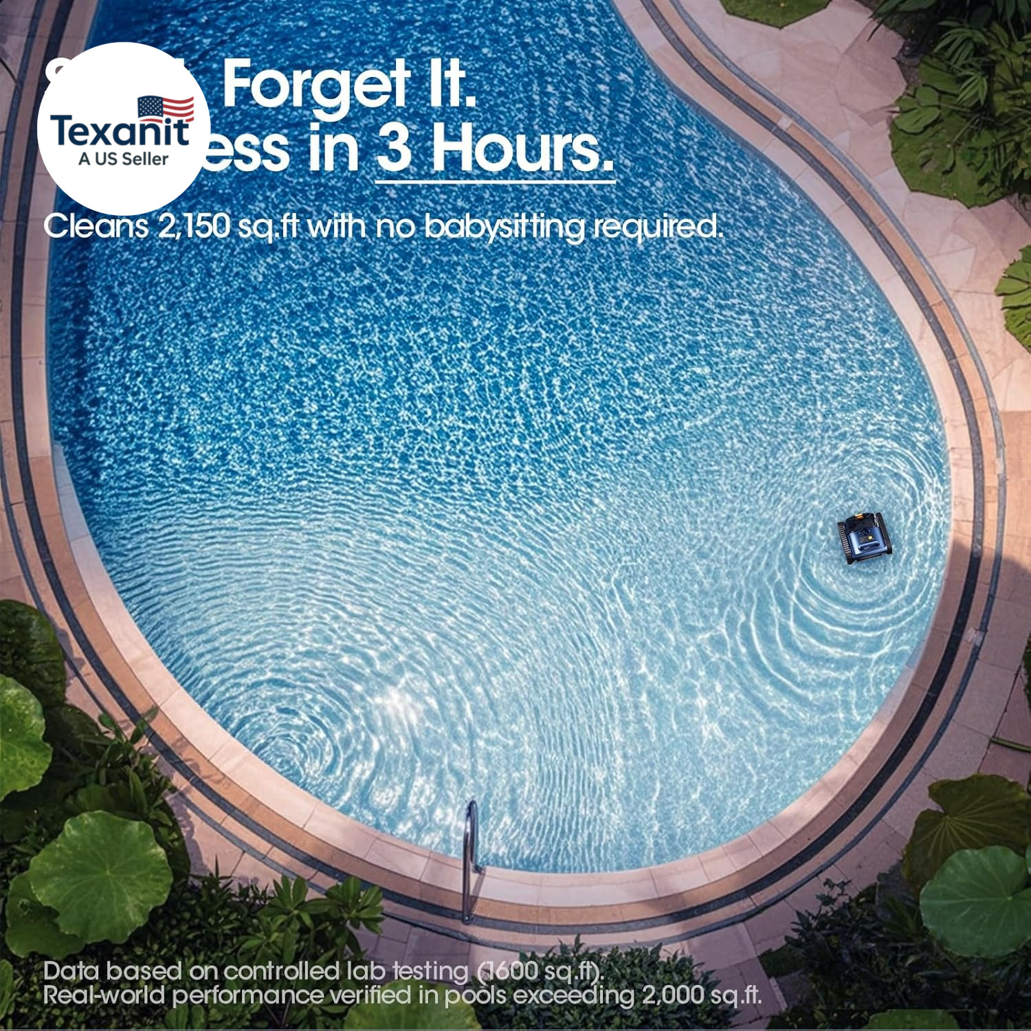 RERIOU Cordless Robotic Pool Vacuum, Pool Cleaner with Track Drive, Sonar Naviga