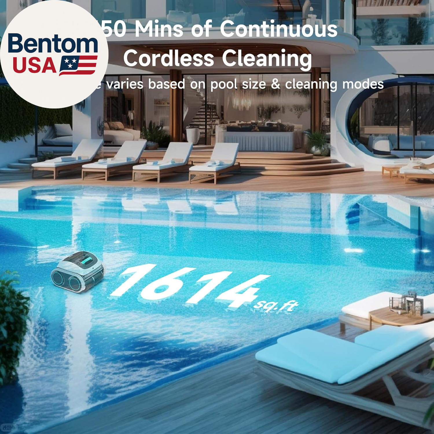 (2026 Upgrade) C1 Pool Robot Vacuum for Inground Pools, 4-In-1 Cordless Robotic