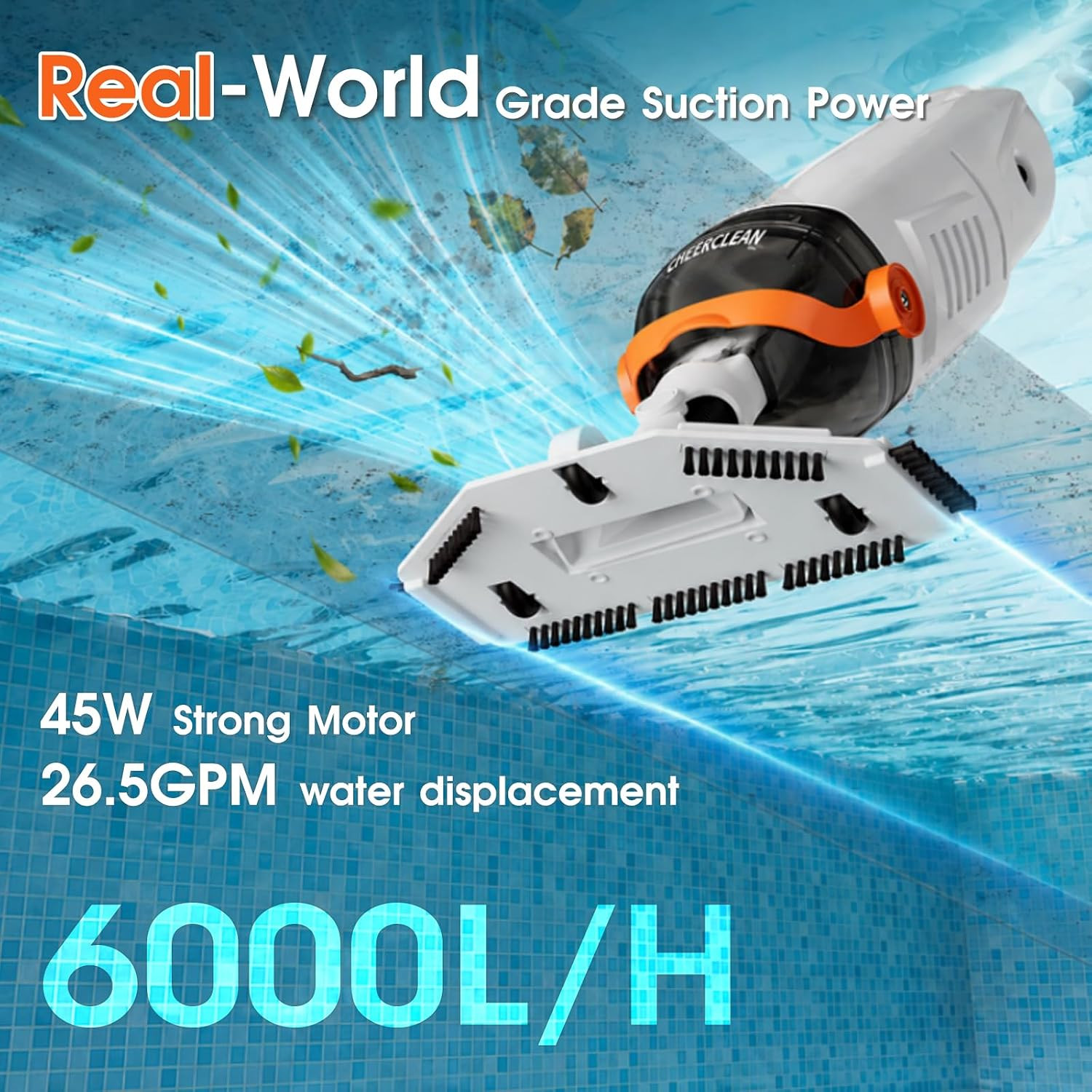 Cordless Handheld Pool Vacuum for above Ground Pools – Upgraded 26.5GPM Real Suc
