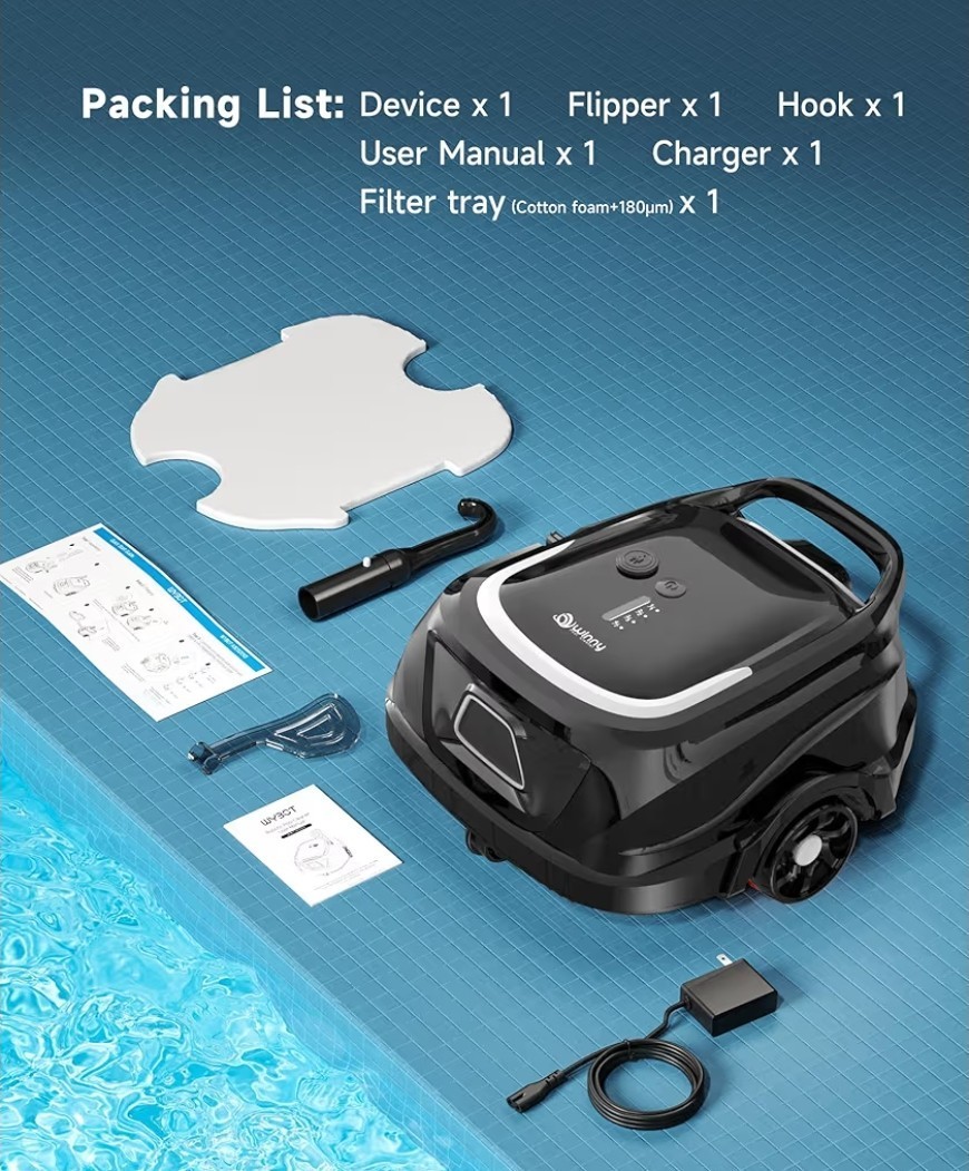 Wybot A1 Robotic Pool Cleaner Dual Filters Self-Parking Above/In Ground Pools