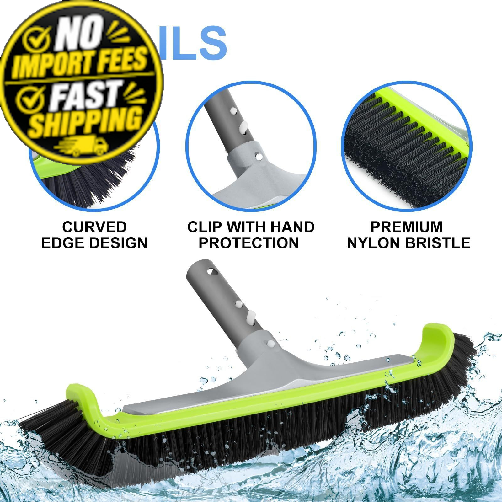 Sepetrel 3-Piece Pool Cleaning Kit (No Pole), 17.5&Prime; Aluminum Wall Green
