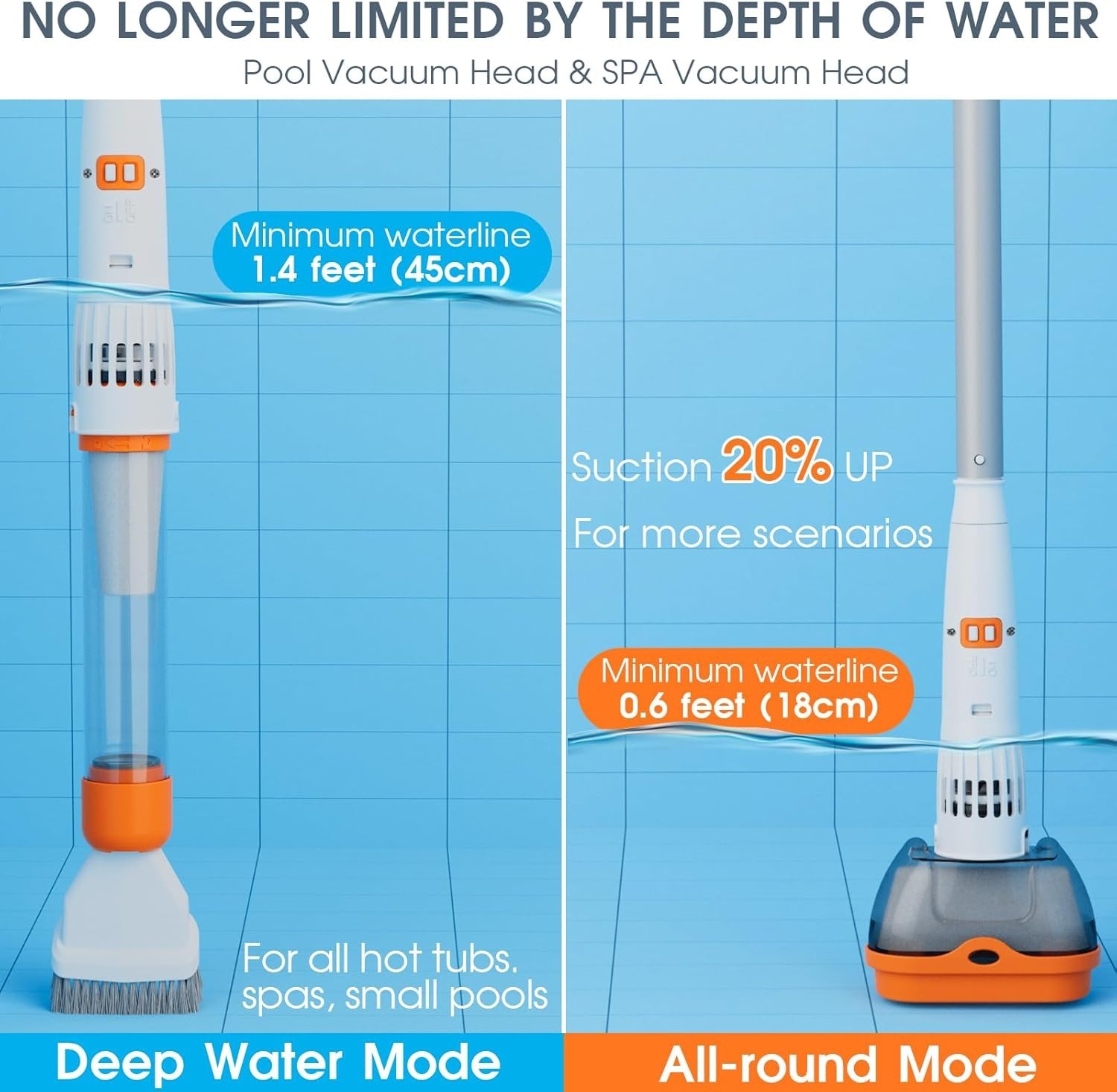 Rechargeable Hot Tub Pool Vacuum Cleaner 70 Min Runtime Magnetic Drive