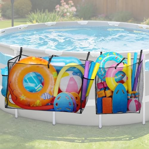 2 Pack Pool Float Storage Bag – Large and Small Mesh Hanging Pool Toy