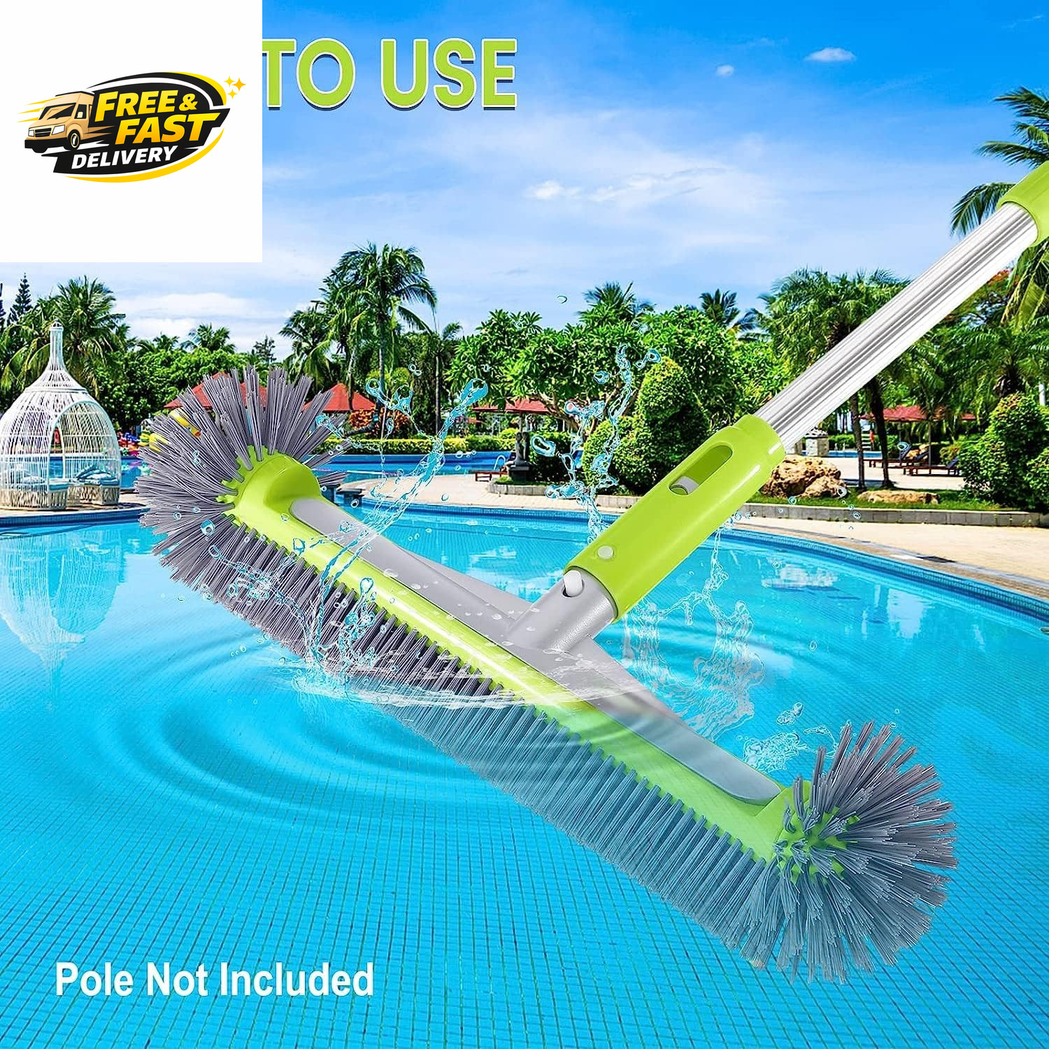 Professional Swimming Pool Brush Head with round Ends,17.5&Prime; Heavy Duty Aluminum