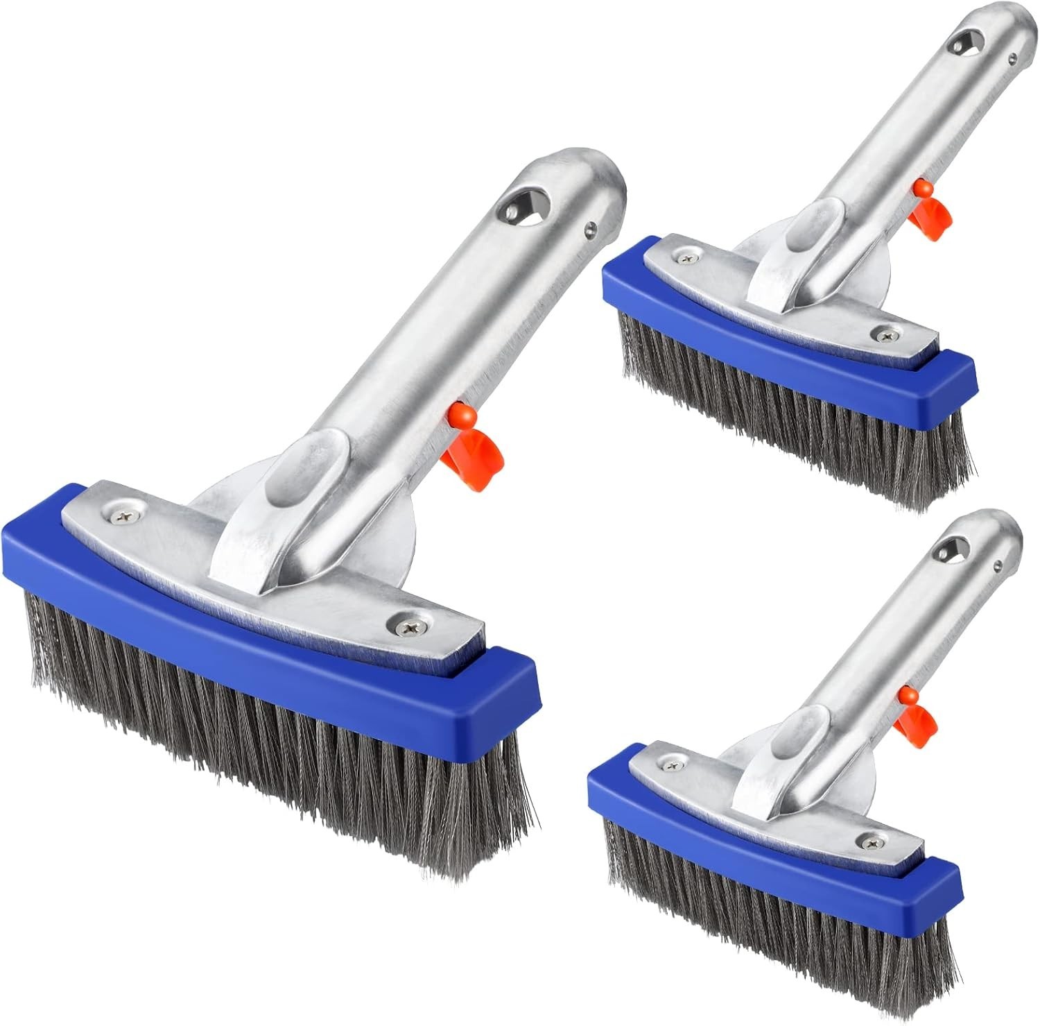 3 Pcs 5.5-Inch Stainless Steel Pool Brush Heavy Duty Algae Cleaner with Alumi…