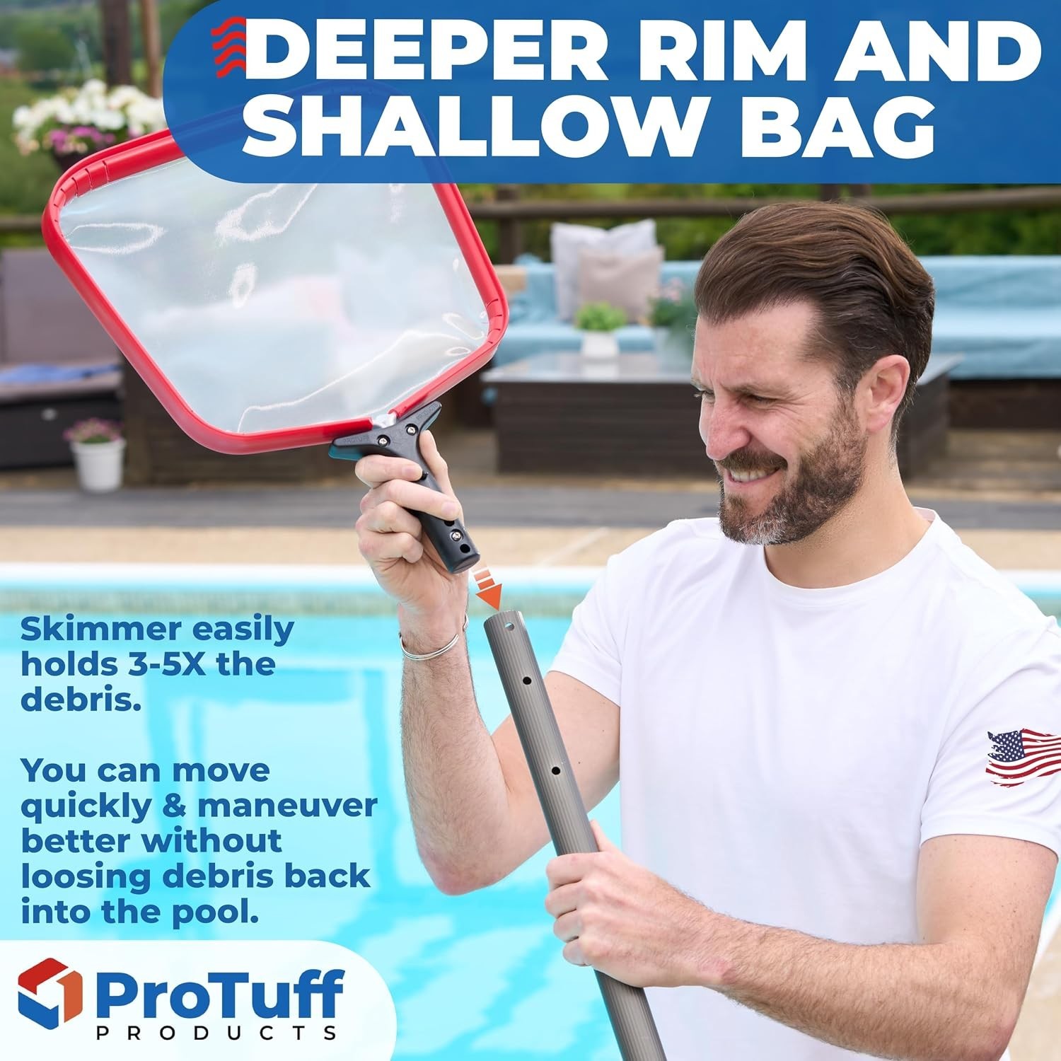 ProTuff Heavy-Duty Pool Skimmer Net – 13” Fine Mesh for Ultimate Debris Removal