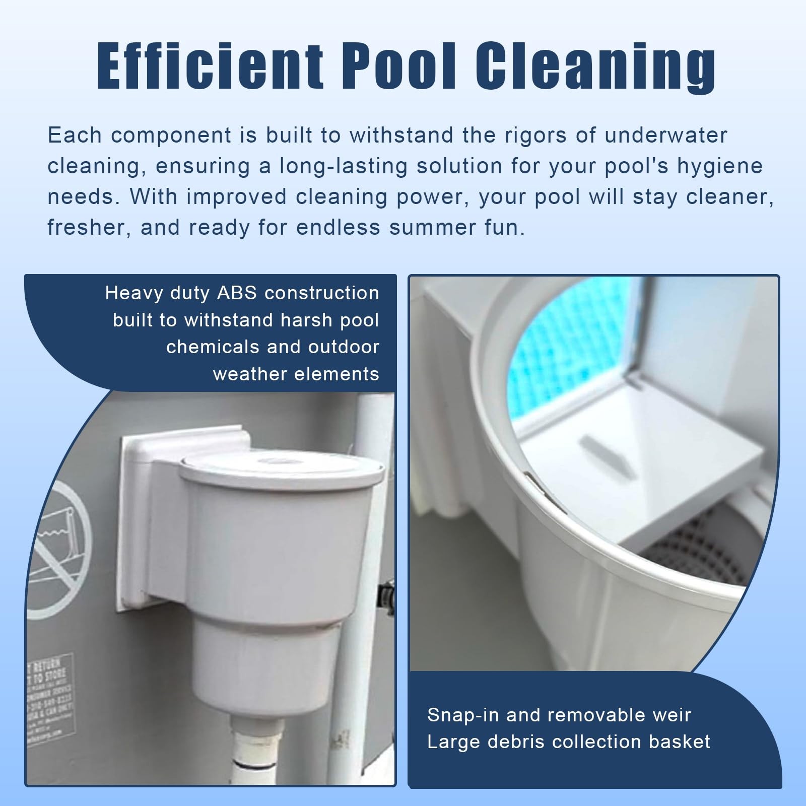 Above Ground Pool Skimmer Kit Replacement Heavy Duty ABS Debris Basket 6 Inch
