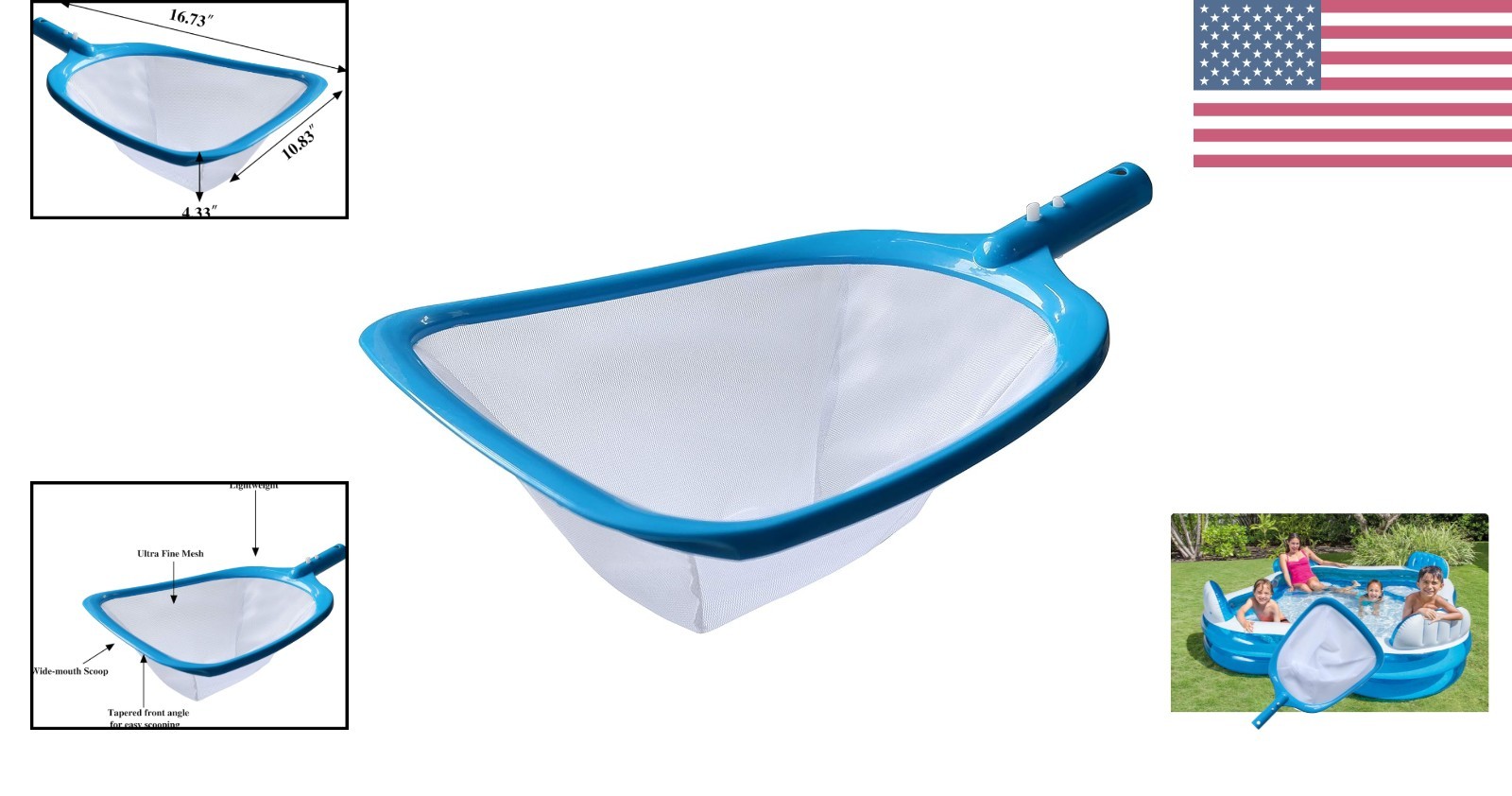 Ultra Fine Mesh Leaf Skimmer for Pools, Spas & Hot Tubs – Lightweight Design