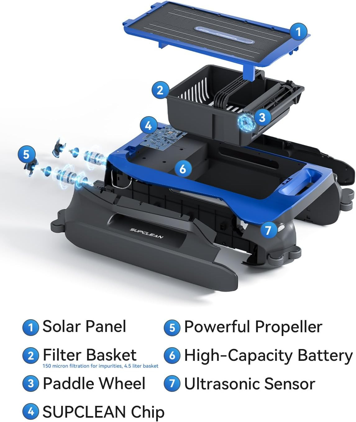 Smart Solar Pool Skimmer Robot with APP Control for Inground & Above Ground Pool