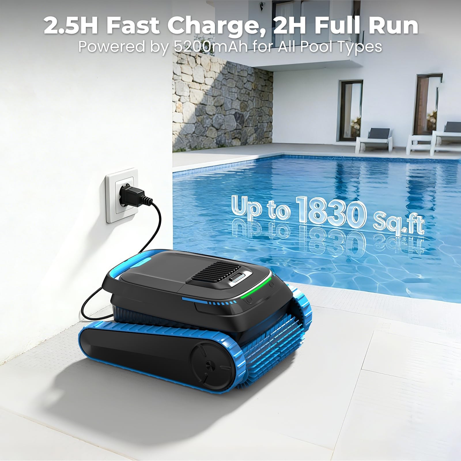 Automatic Robotic Pool Cleaner, Cordless Vacuum Robot 4 Inground & Above Ground