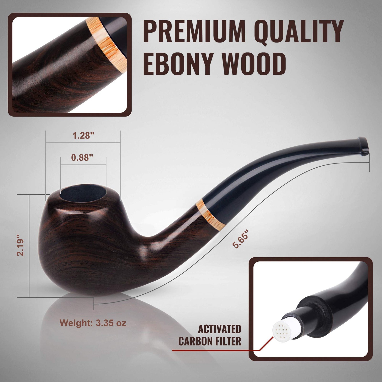 Whitluck&rsquo;s Tobacco Pipe Handmade Wood Smoking Pipe Beginner Gift Set Kit
