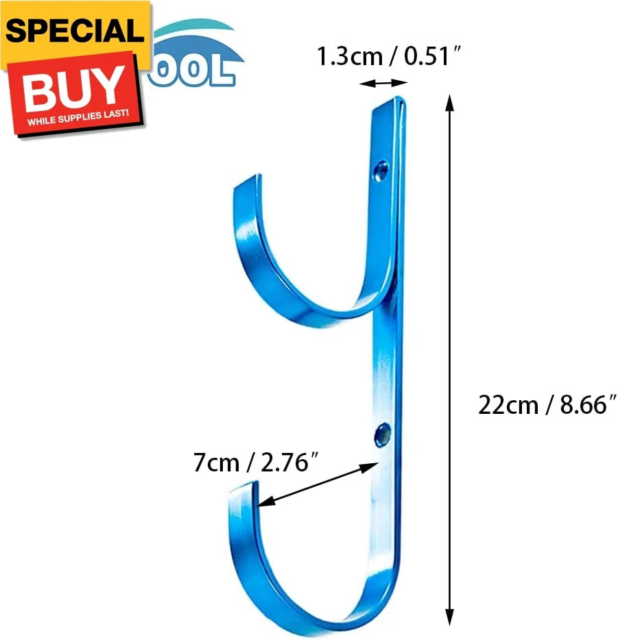 Swimming Pool Aluminum Pole Hanger Set, Blue, 2-Pack (4 Hooks), for Telescoping