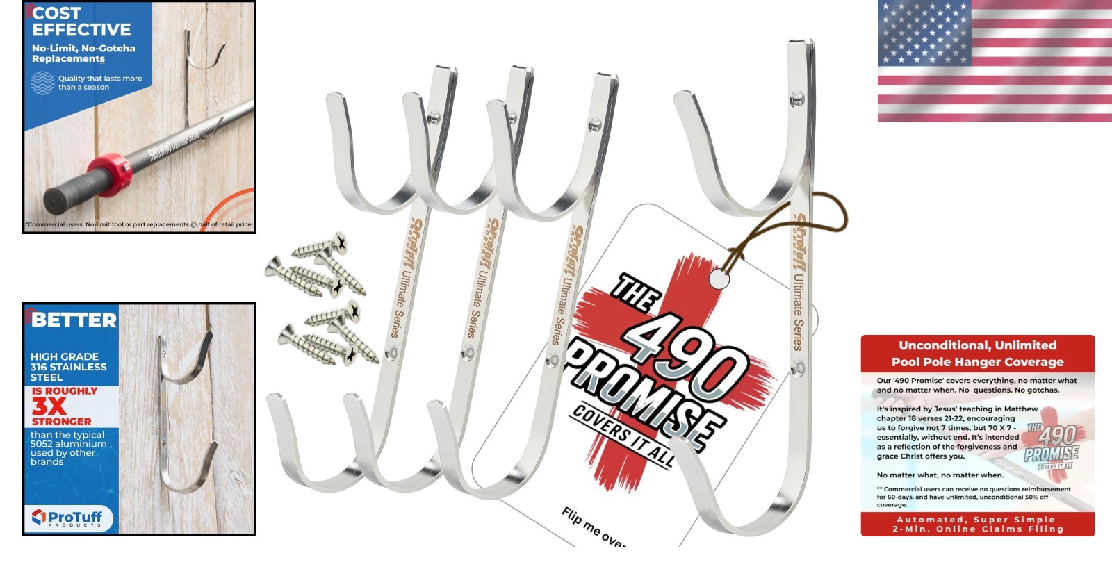 Stainless Steel Pool Pole Hanger Set