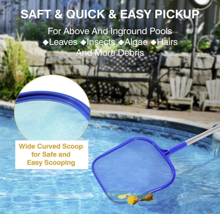 Heavy Duty Pool Skimmer Leaf Rake Net Cleaning Swimming Pool Fine Mesh Netting