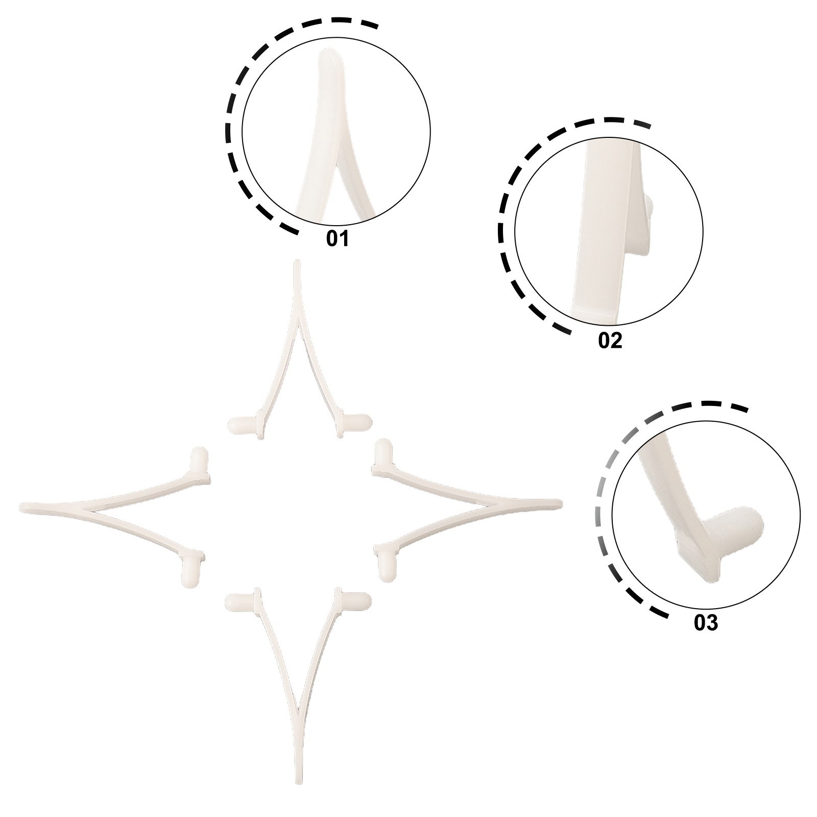 V-clips V Style Spring Clip Cleaning Tool White 4pcs 5.3*4cm Accessories
