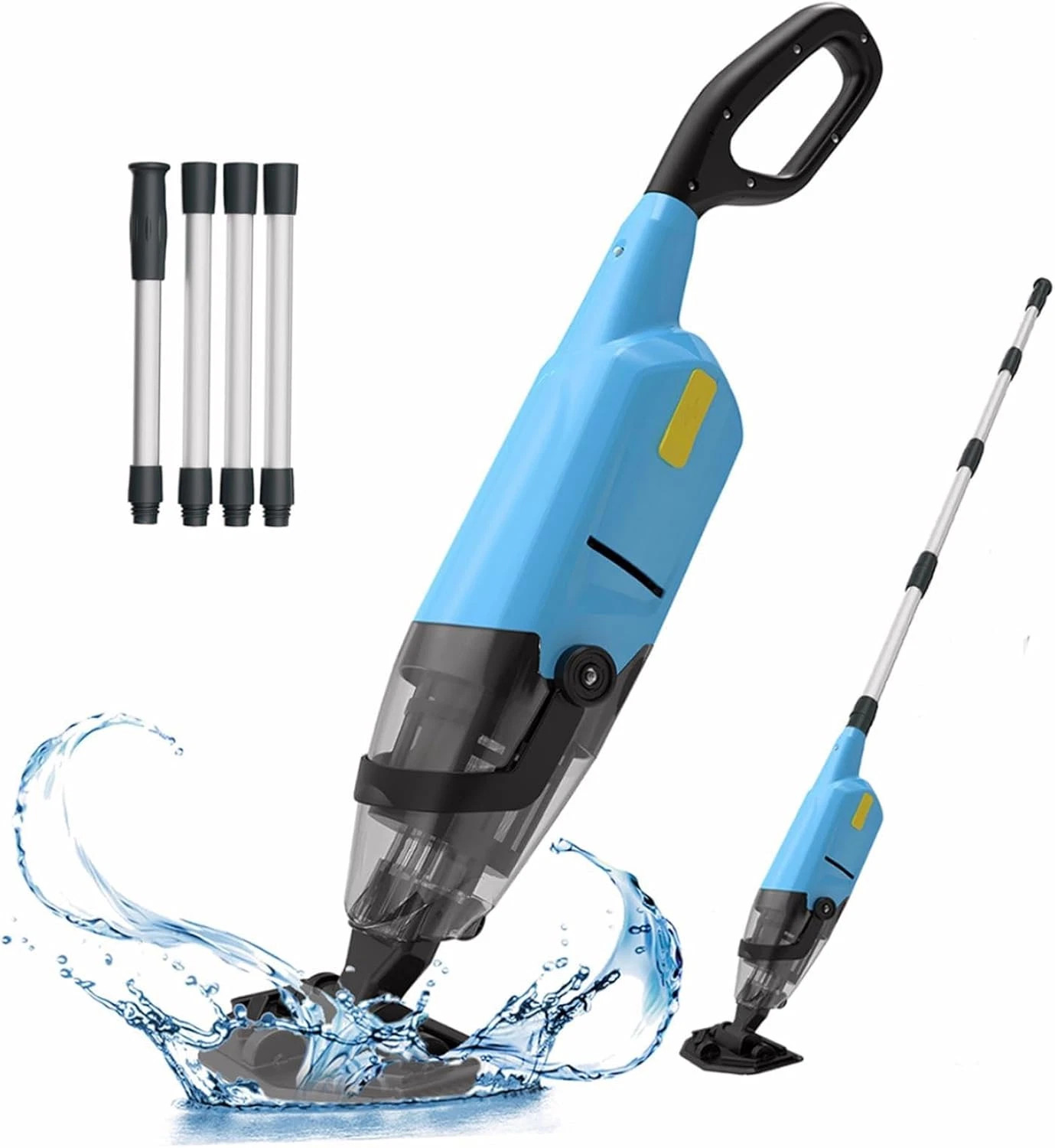 Rechargeable Pool Vacuum Cordless Handheld Pool Cleaner w/ Telescopic Pole Blue