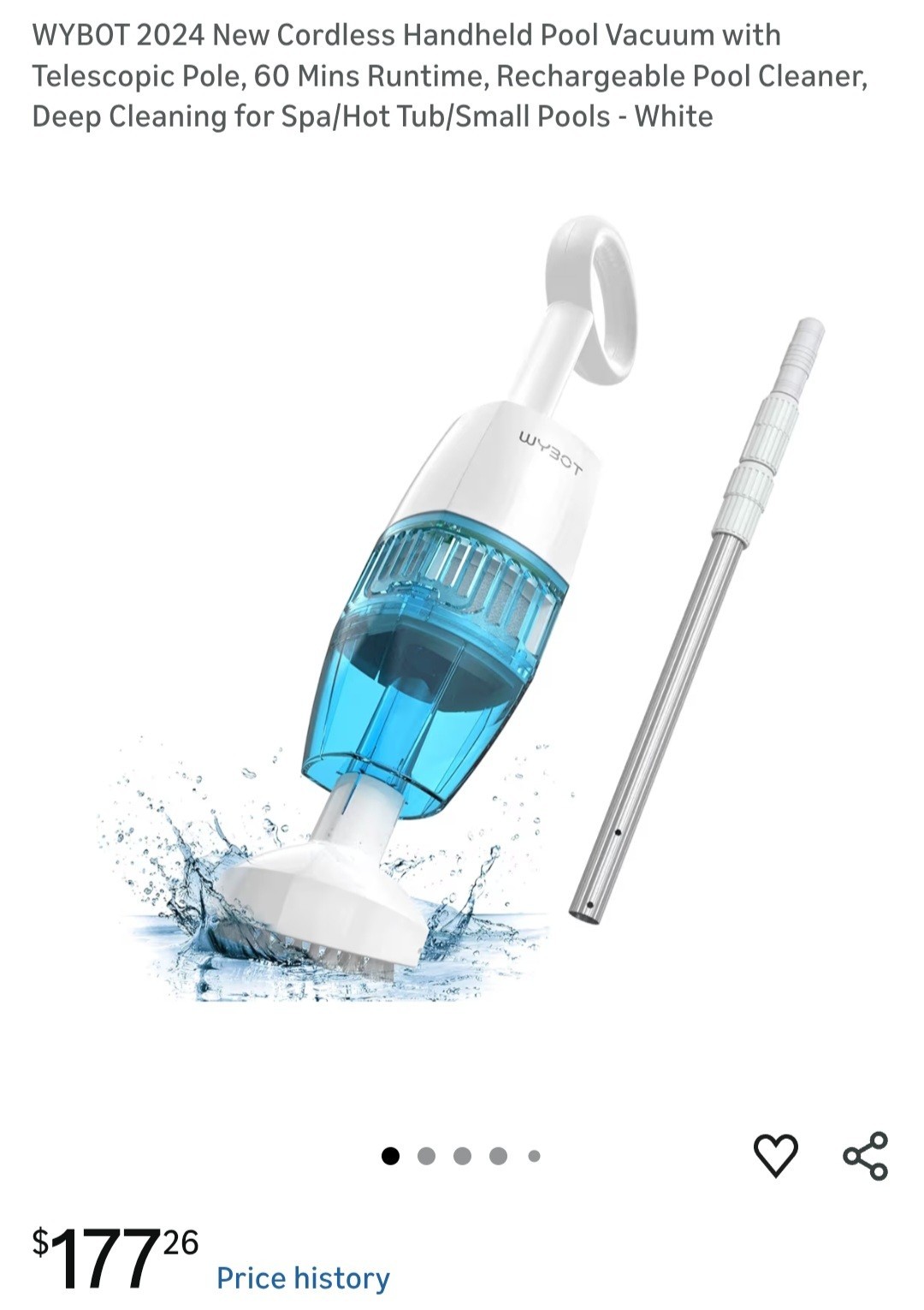 Handheld Pool or Hot Tub Vacuum – Cordless- long battery life