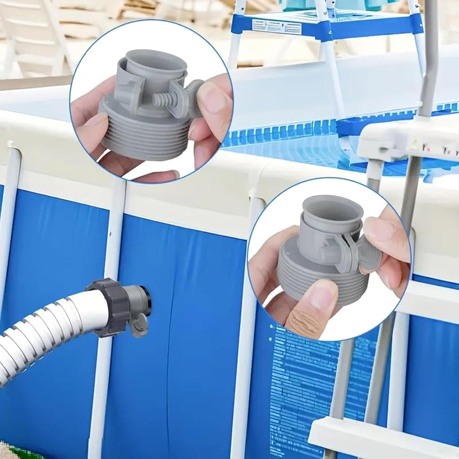2 Packs Pool Hose Adapter Connector 1.5 inches, 1.25 Adapter-B